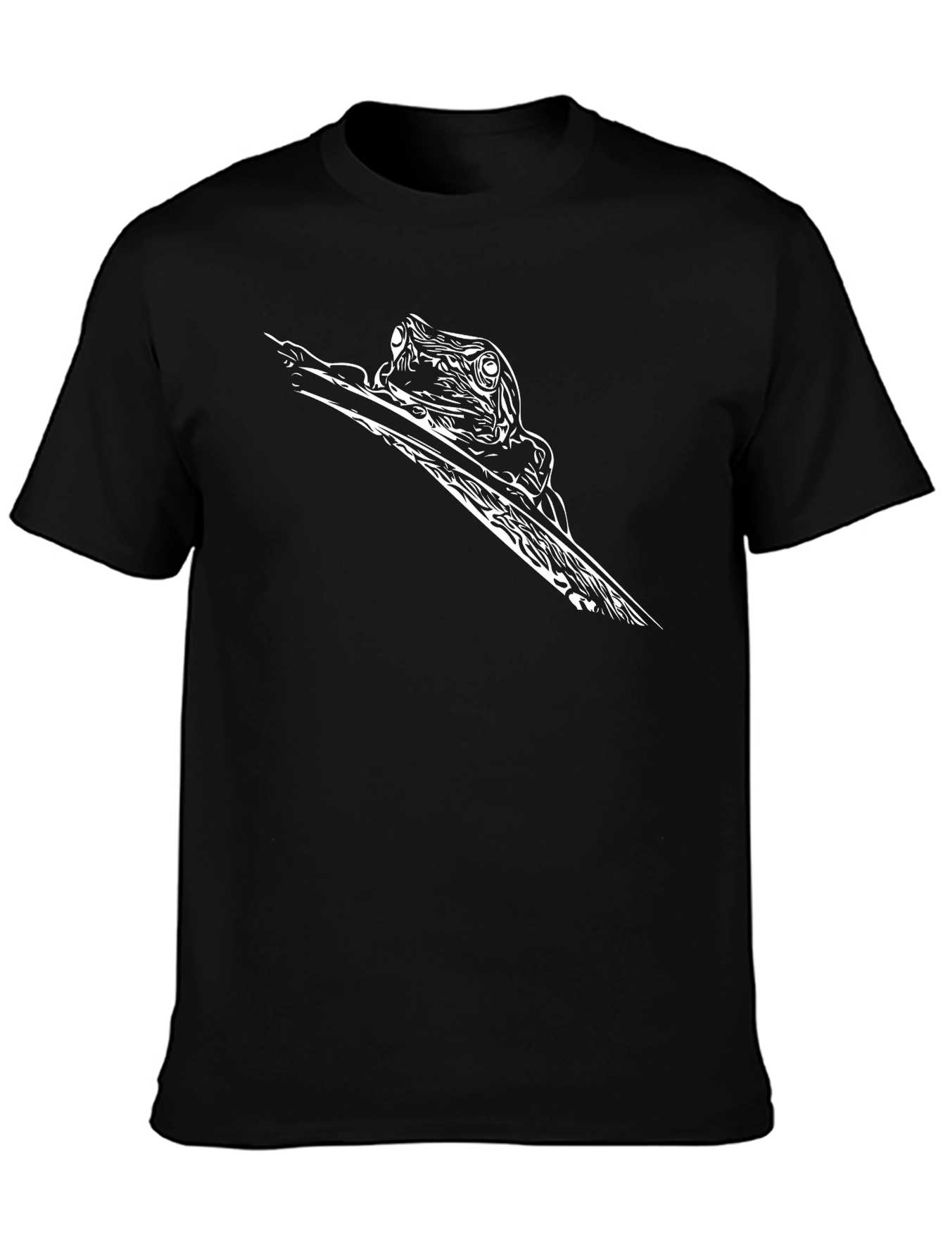 Frog on Branch Graphic Tee - Black Casual Shirt