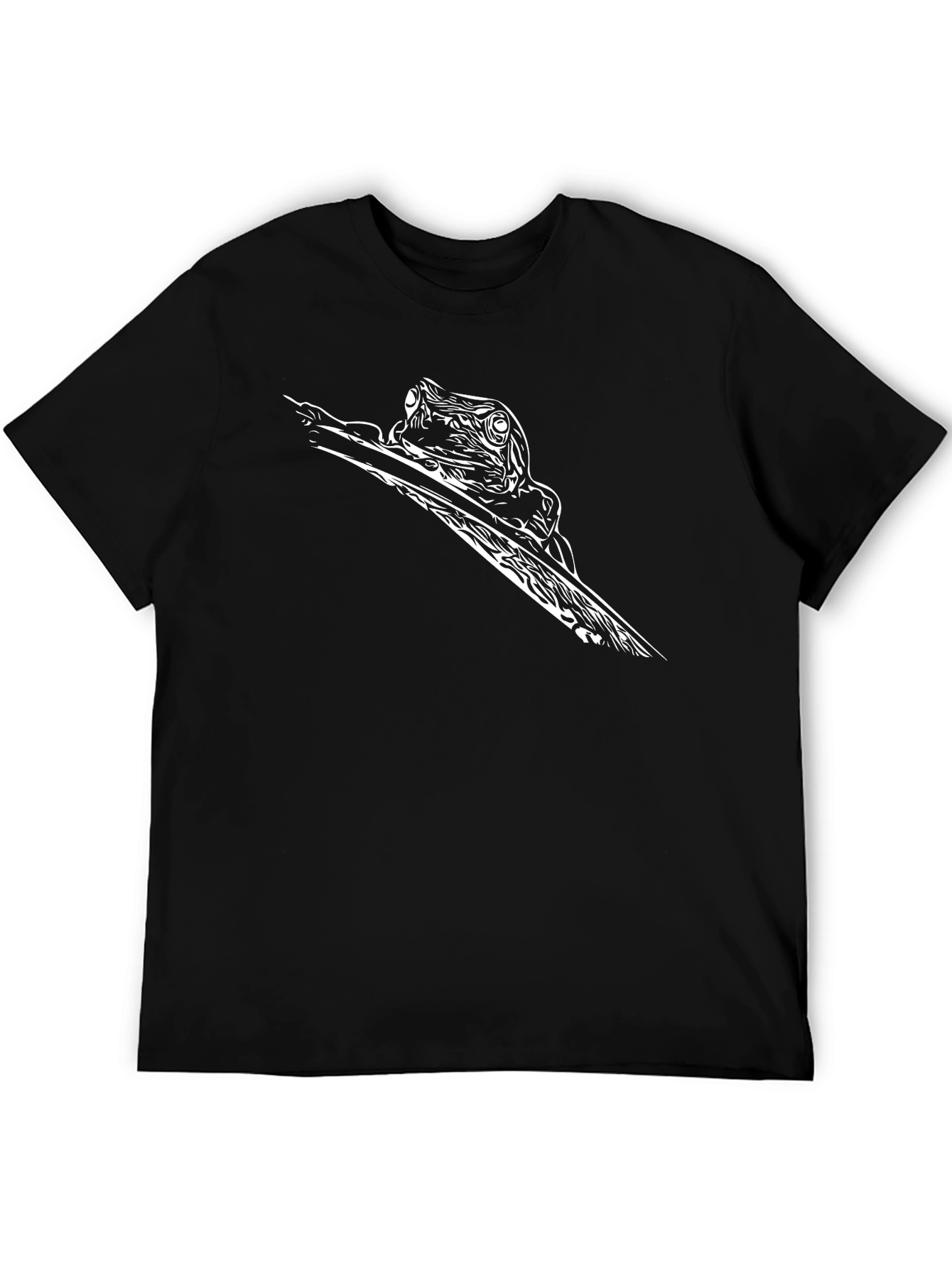 Frog on Branch Graphic Tee - Black Casual Shirt