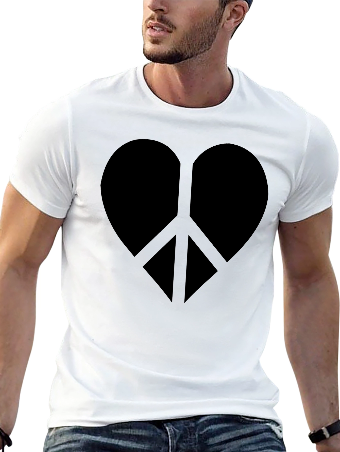 Heart Peace Sign Graphic Tee - Black