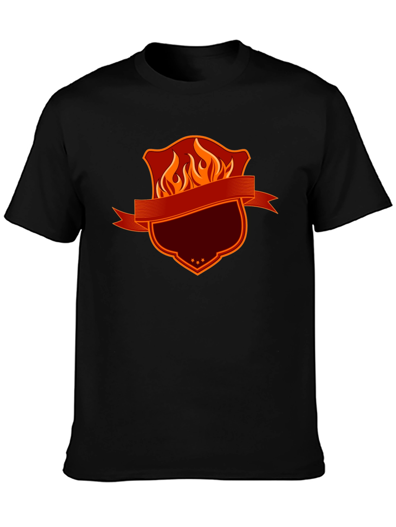 Fiery Shield Graphic Tee - Bold Black T-Shirt