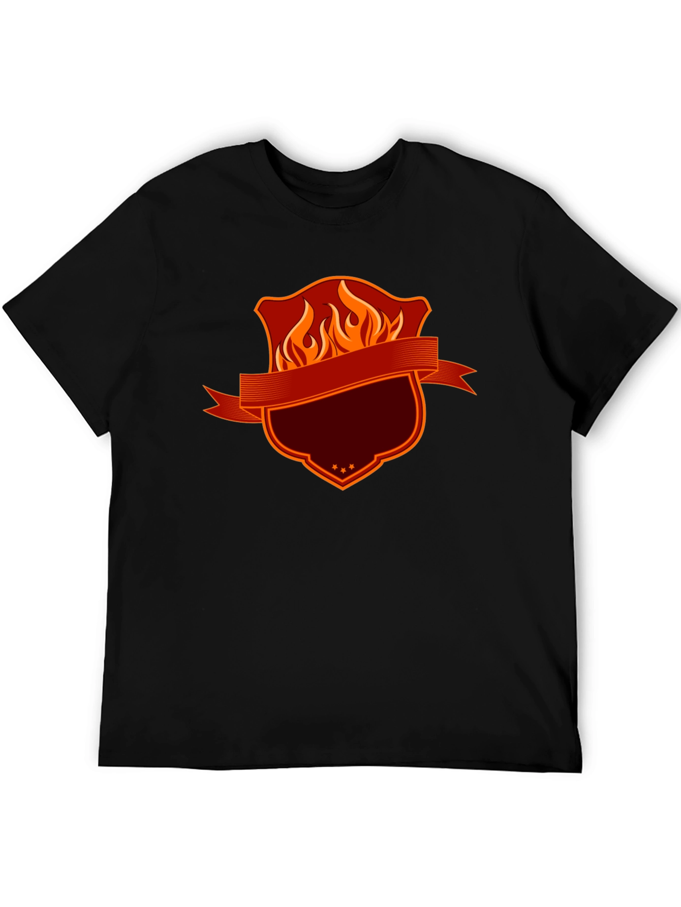 Fiery Shield Graphic Tee - Bold Black T-Shirt