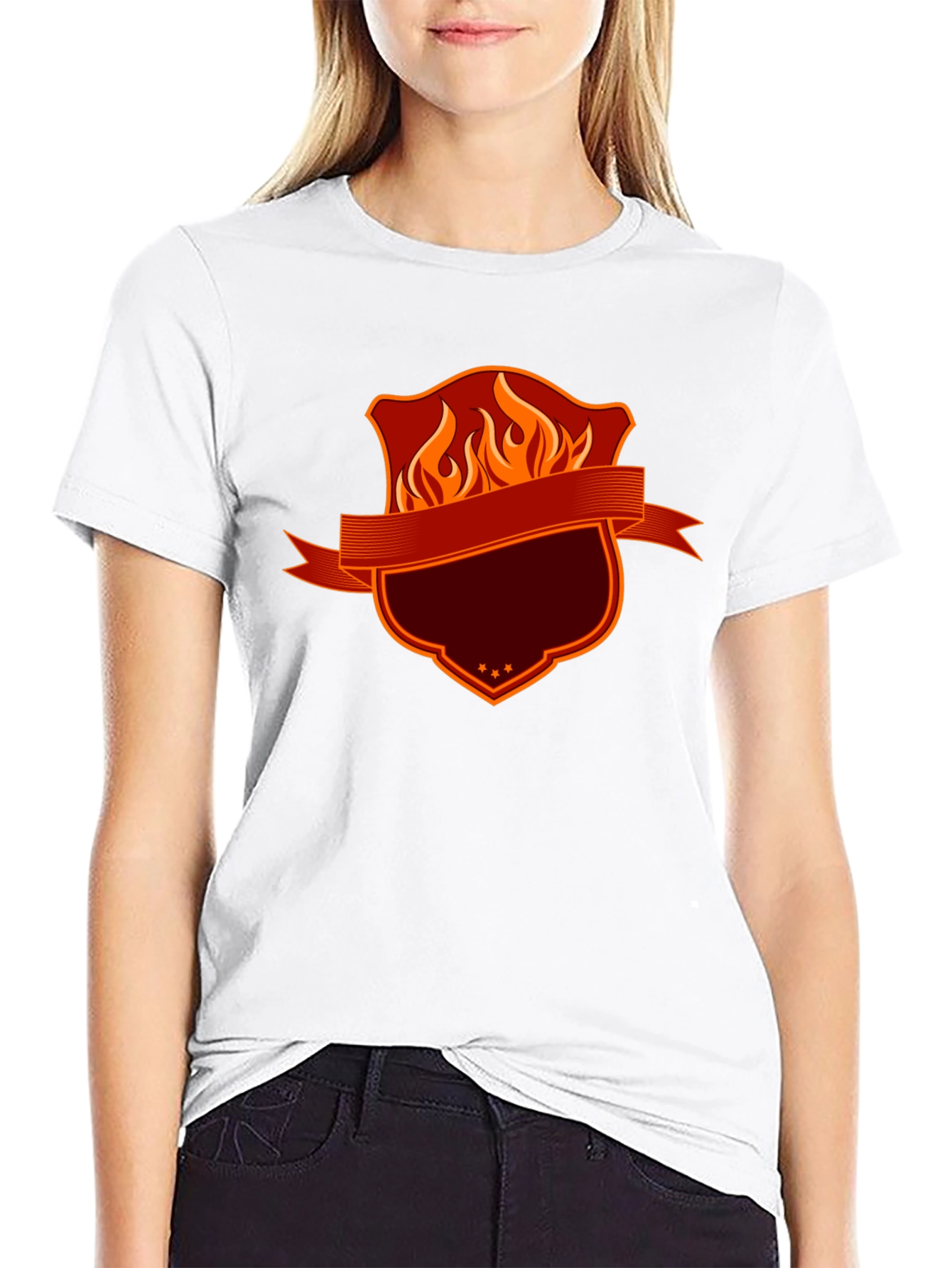 Fiery Shield Graphic Tee - Bold Black T-Shirt