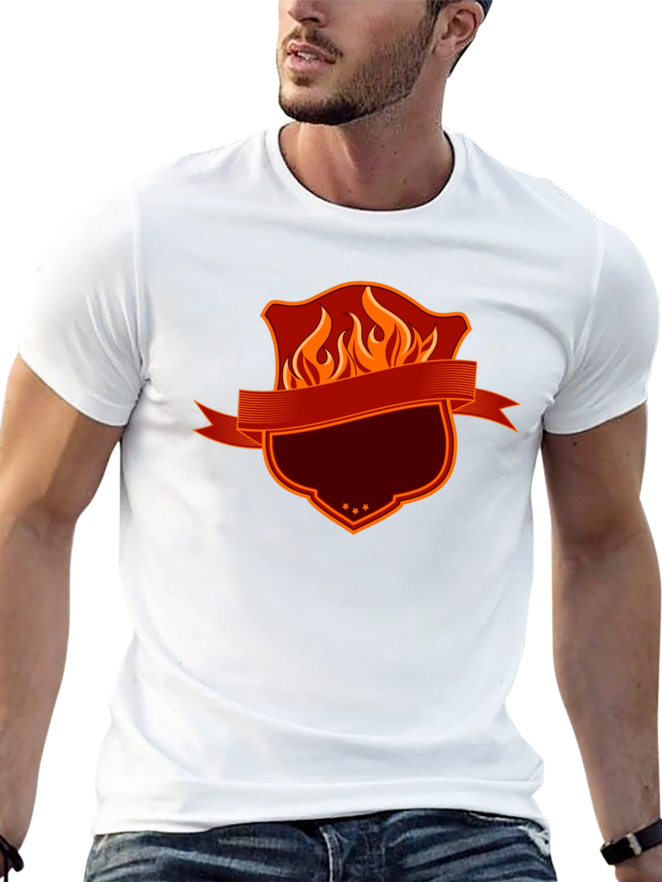 Fiery Shield Graphic Tee - Bold Black T-Shirt