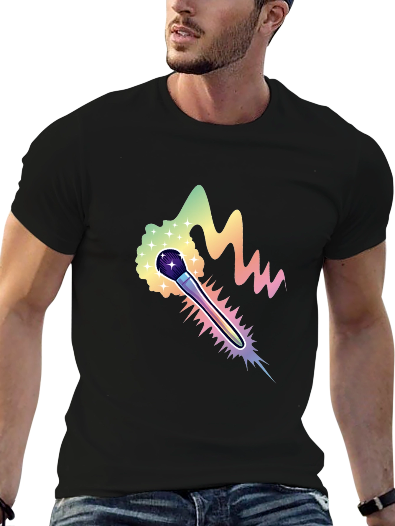 Rainbow Brush Graphic T-Shirt