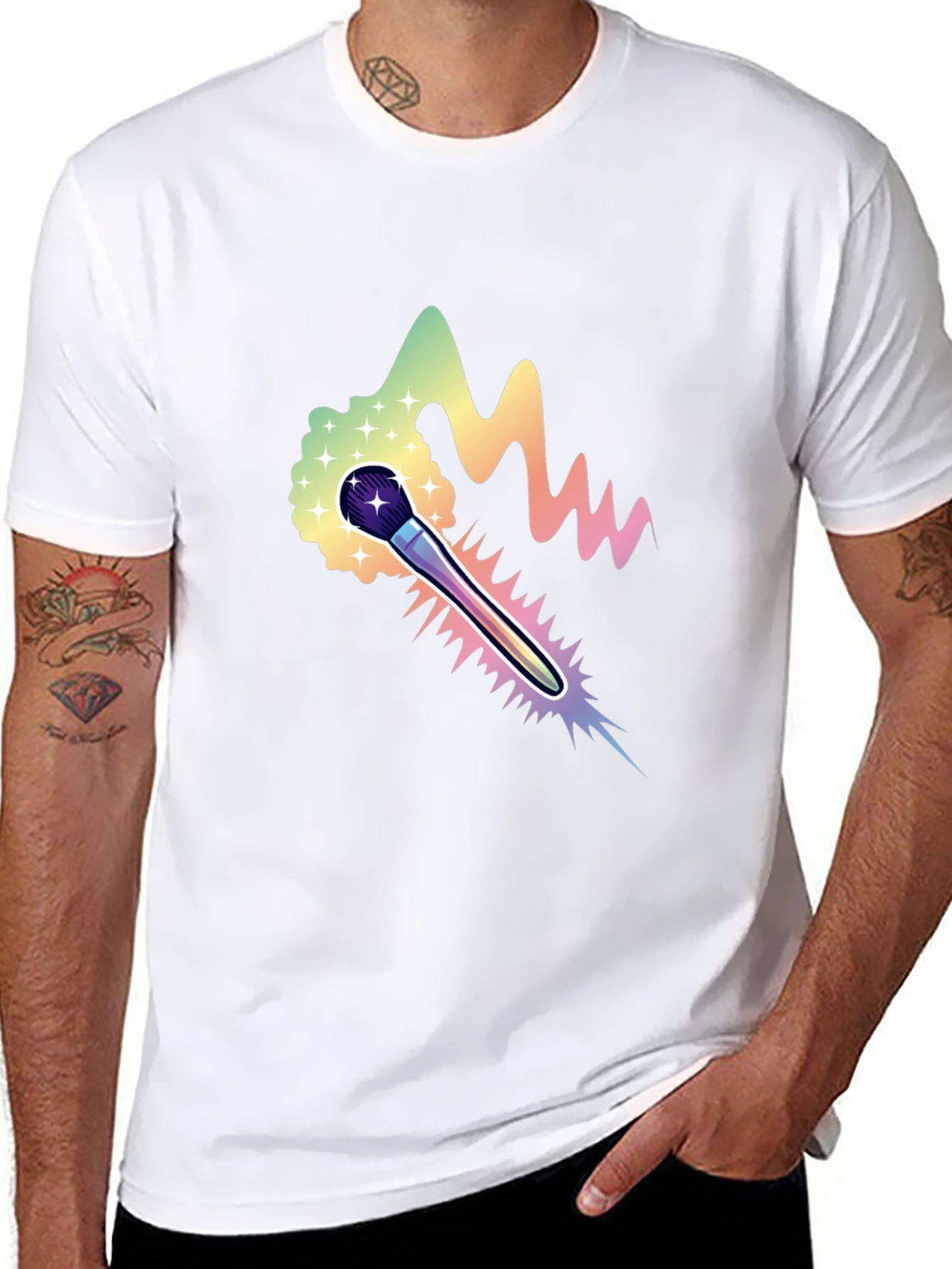 Rainbow Brush Graphic T-Shirt