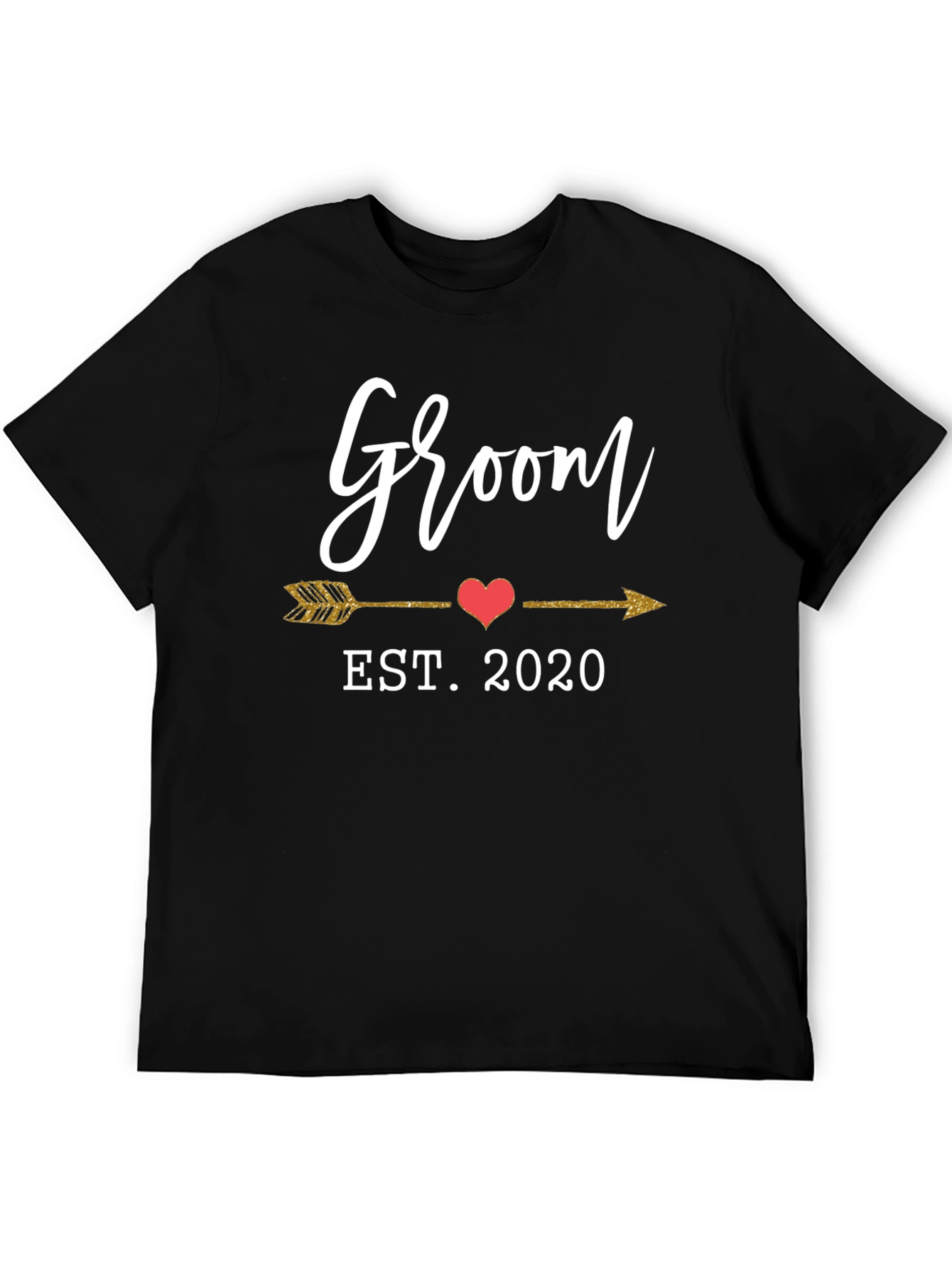 Groom EST. 2020 Arrow Heart Graphic Tee - Black