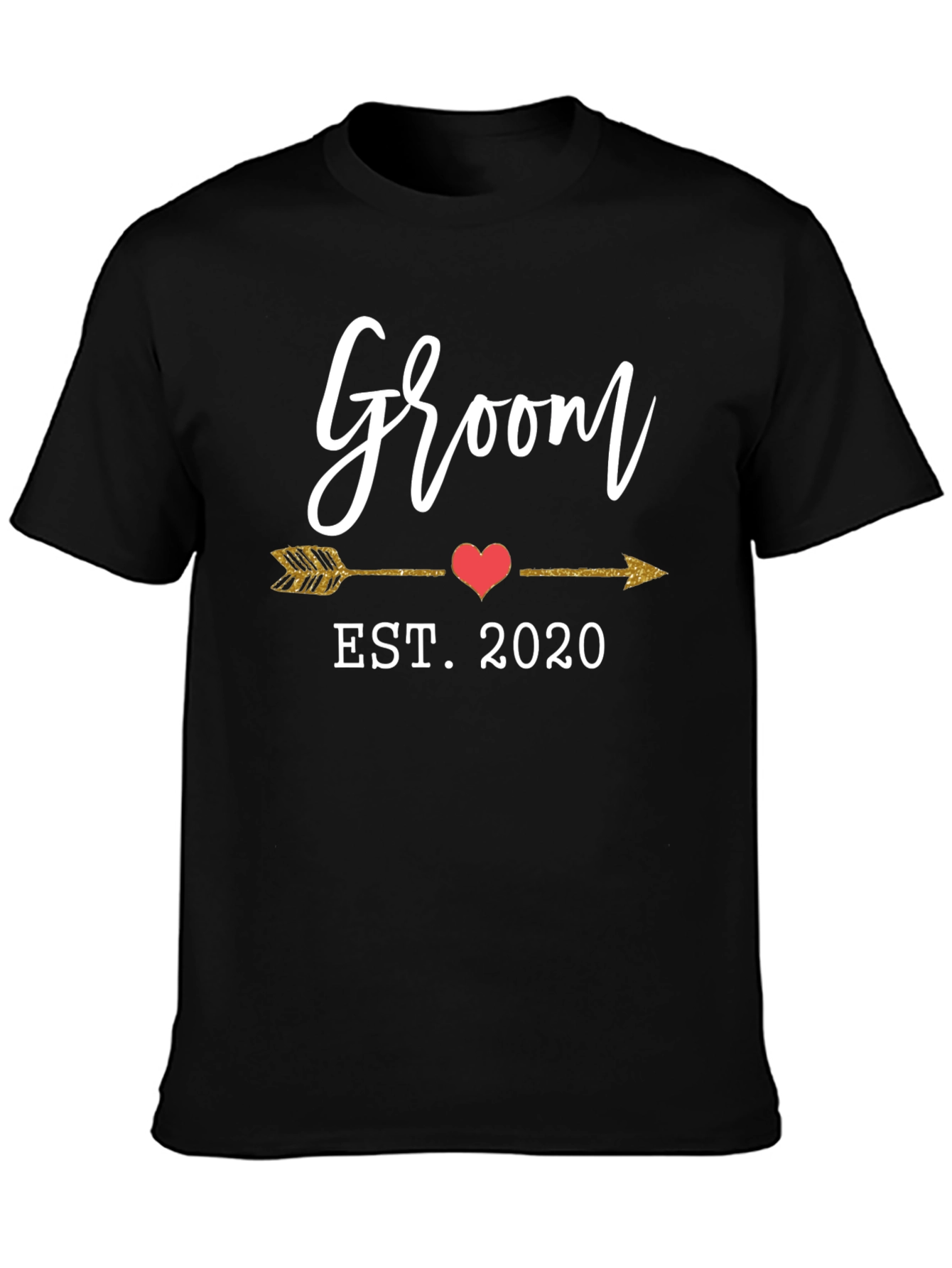 Groom EST. 2020 Arrow Heart Graphic Tee - Black