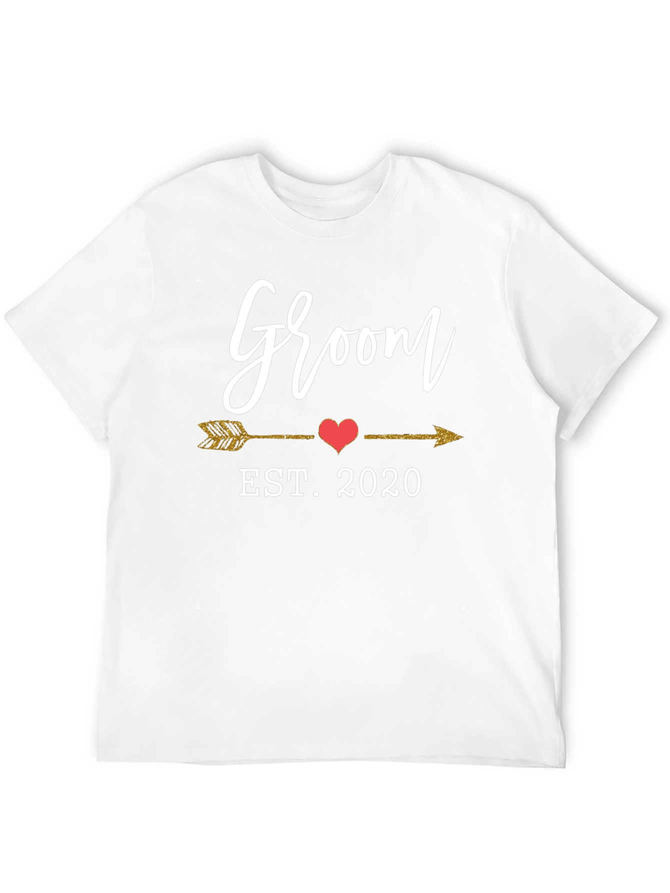Groom EST. 2020 Arrow Heart Graphic Tee - Black