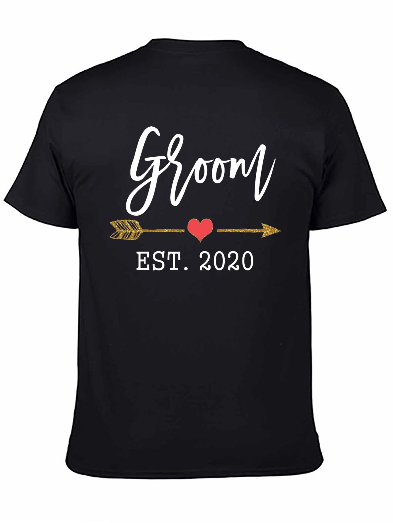 Groom EST. 2020 Arrow Heart Graphic Tee - Black