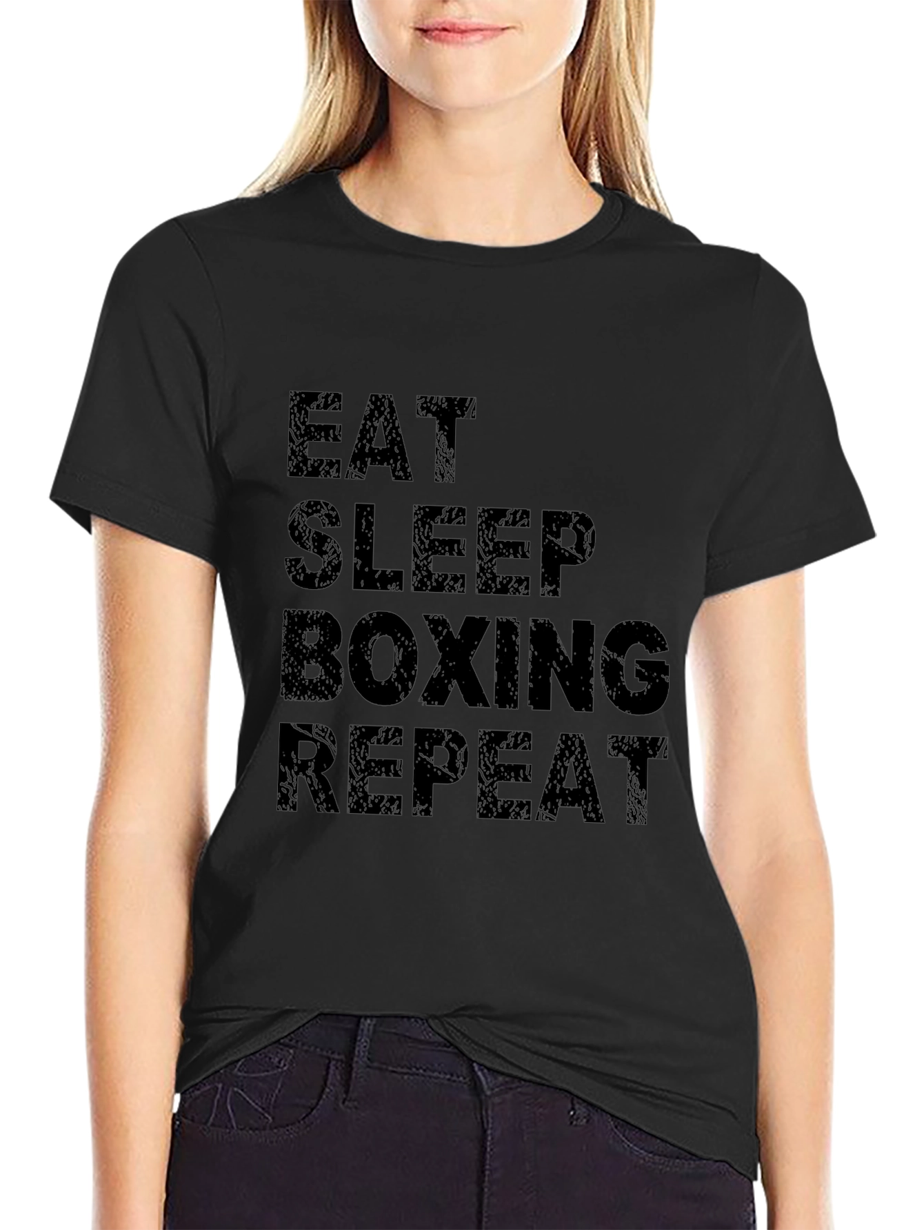 Eat Sleep Boxing Repeat Black T-Shirt