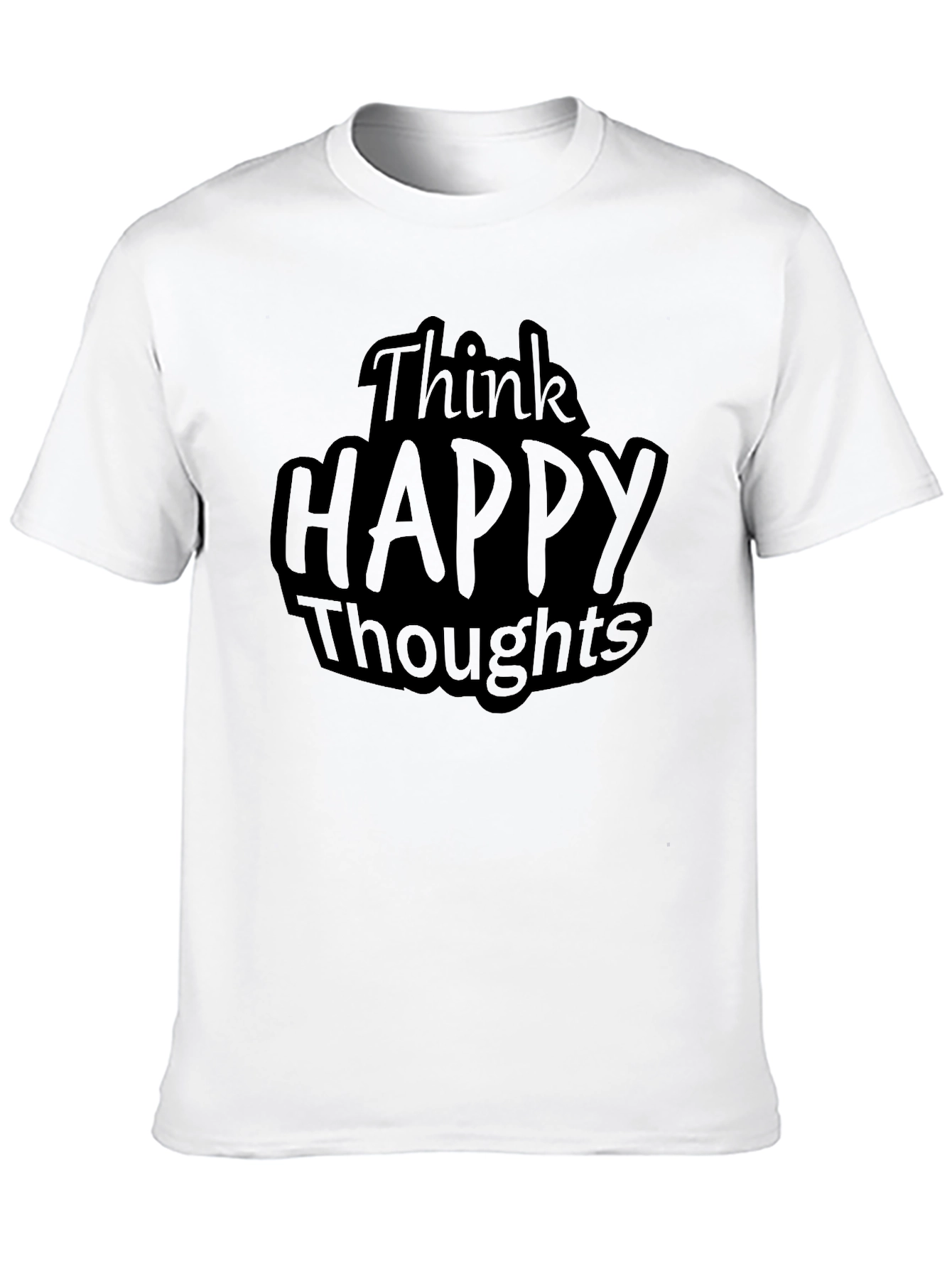 Think Happy Thoughts T-Shirt - Black Crew Neck