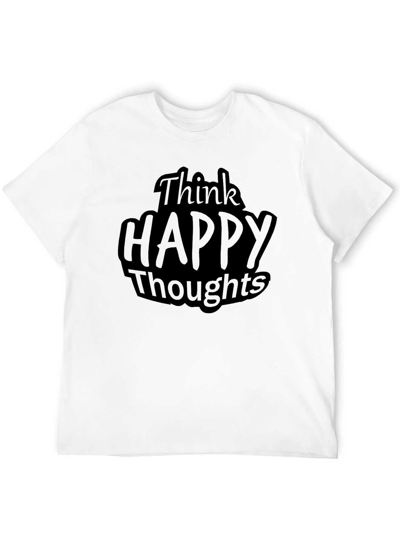 Think Happy Thoughts T-Shirt - Black Crew Neck