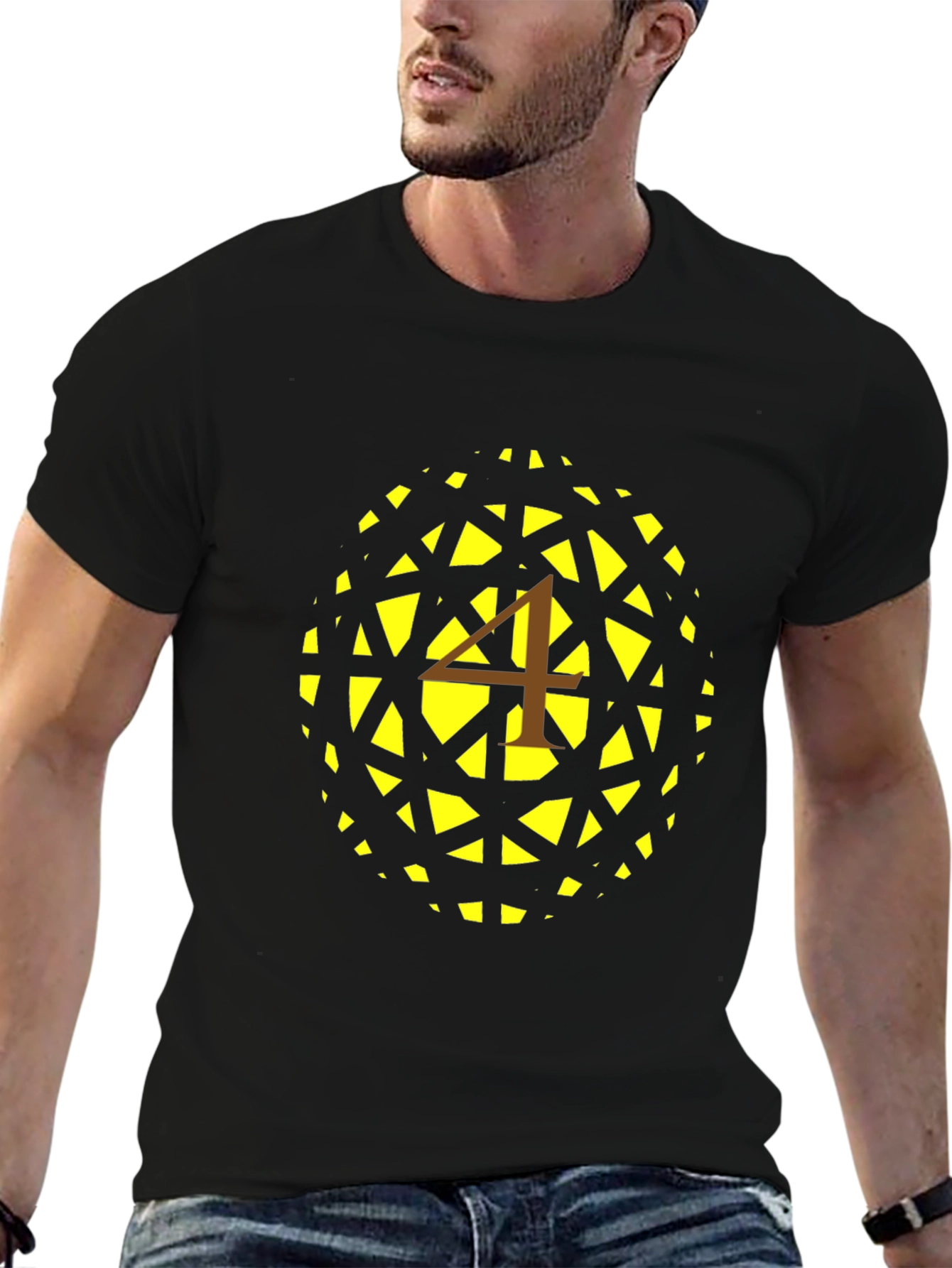 Geometric Sphere Tee - Modern Number 4 Design