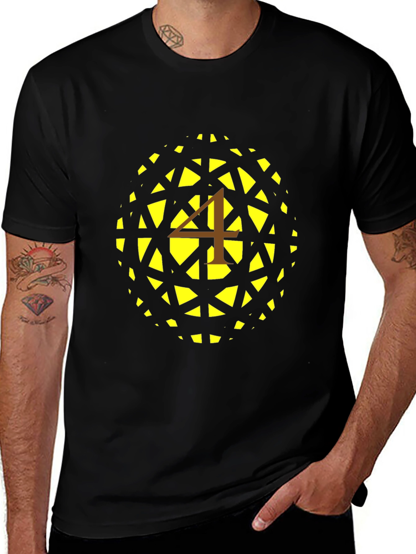 Geometric Sphere Tee - Modern Number 4 Design