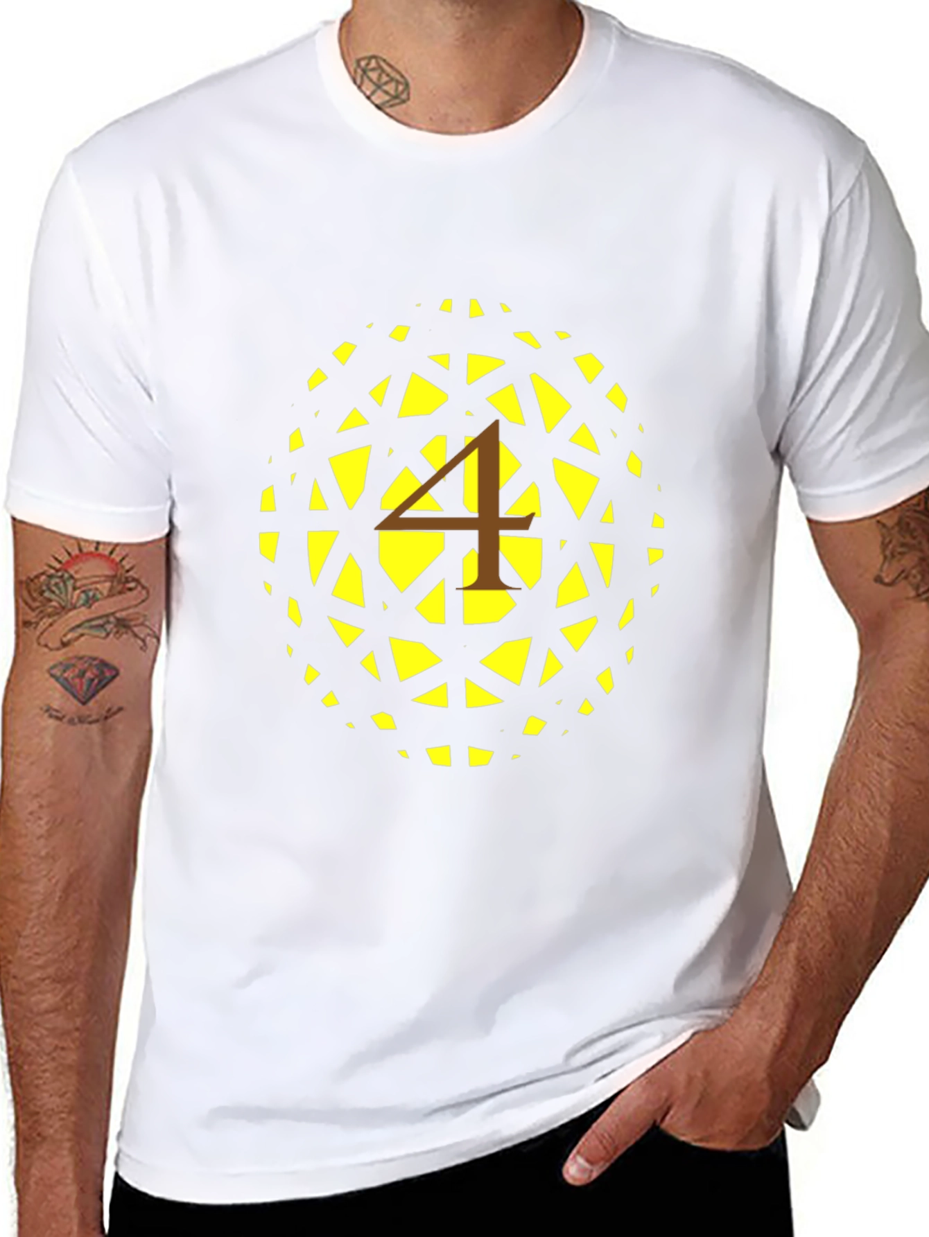 Geometric Sphere Tee - Modern Number 4 Design