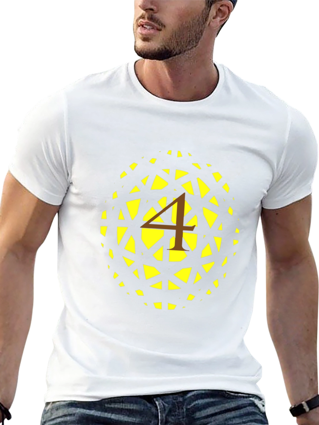 Geometric Sphere Tee - Modern Number 4 Design
