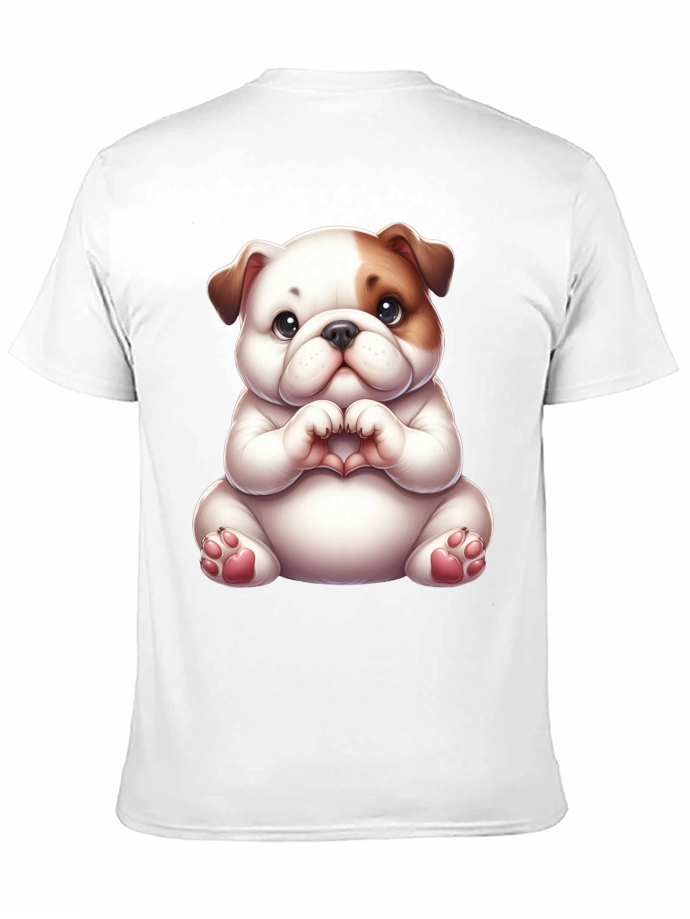Cute Bulldog Heart Hands Black T-Shirt