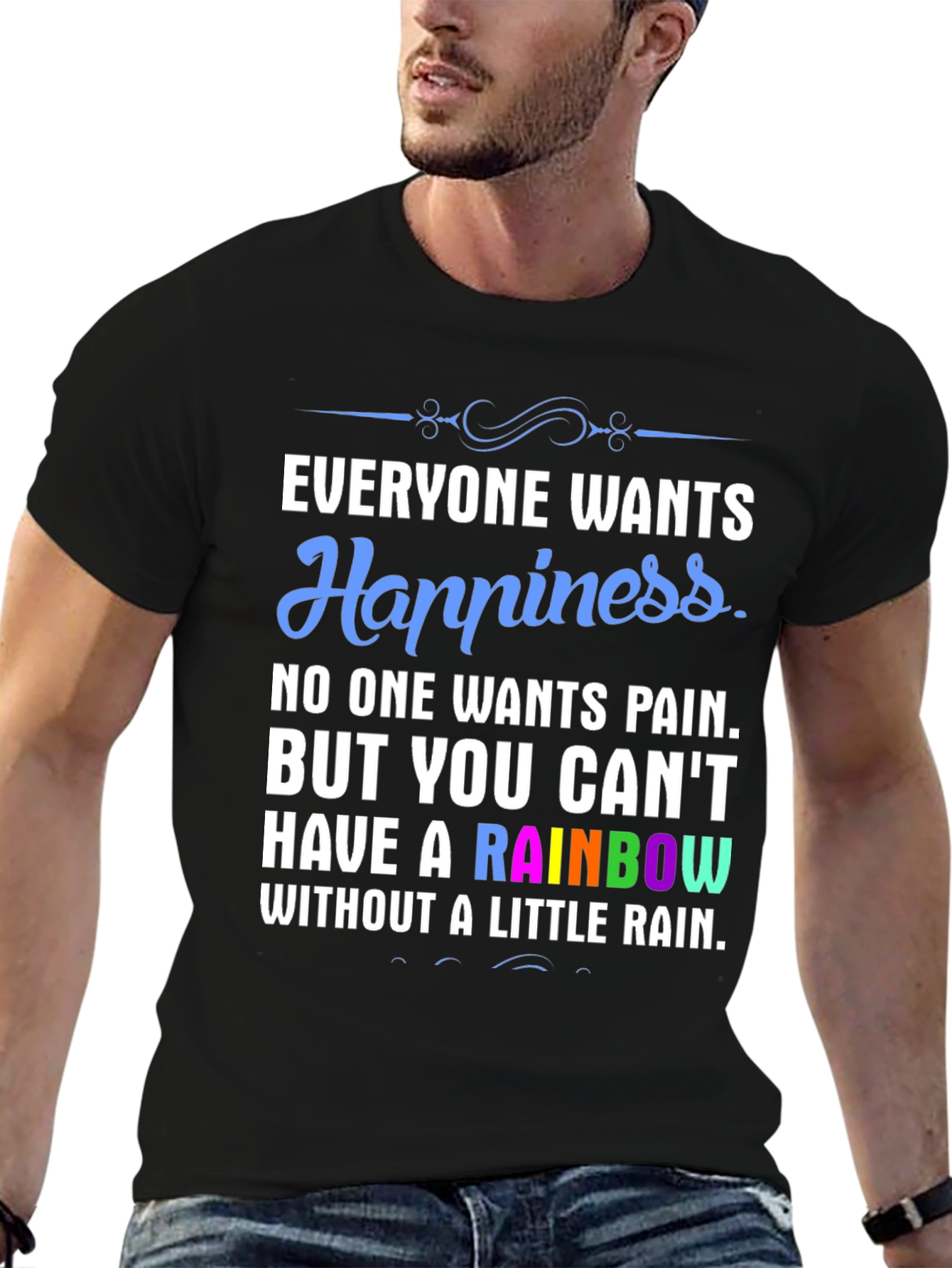 Rainbow Happiness Graphic Tee - Positive Vibes