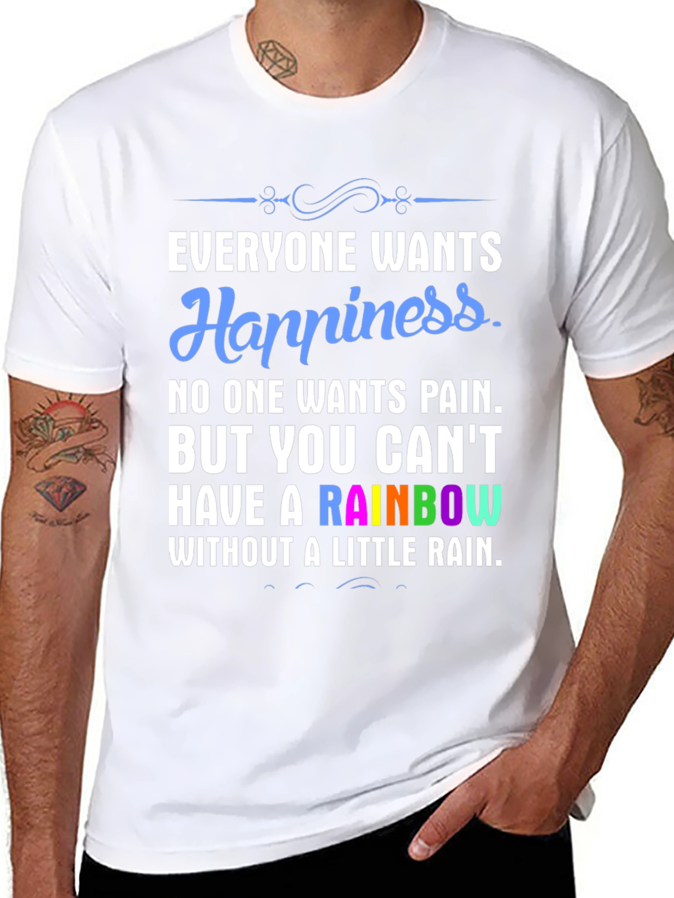 Rainbow Happiness Graphic Tee - Positive Vibes