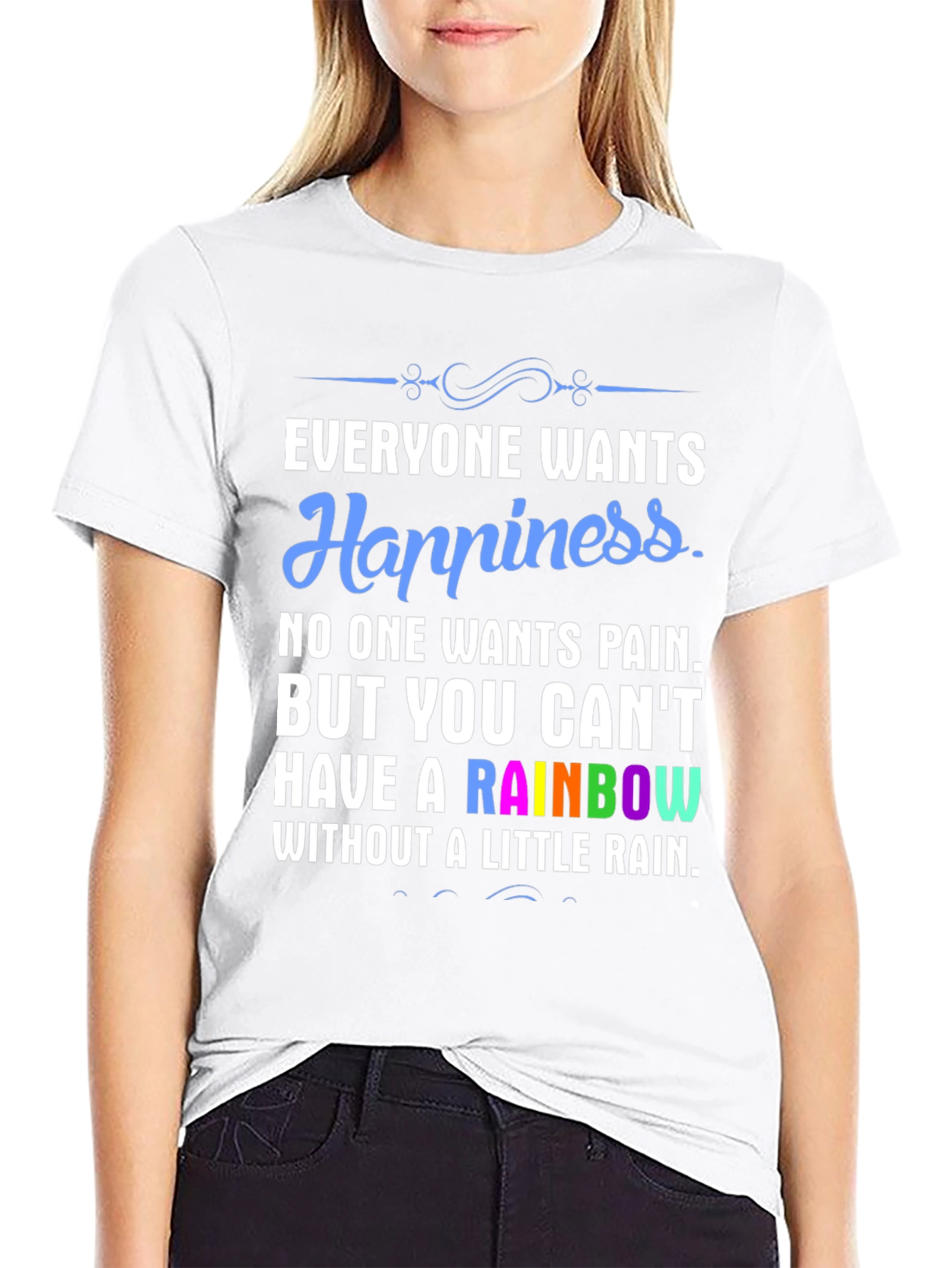 Rainbow Happiness Graphic Tee - Positive Vibes