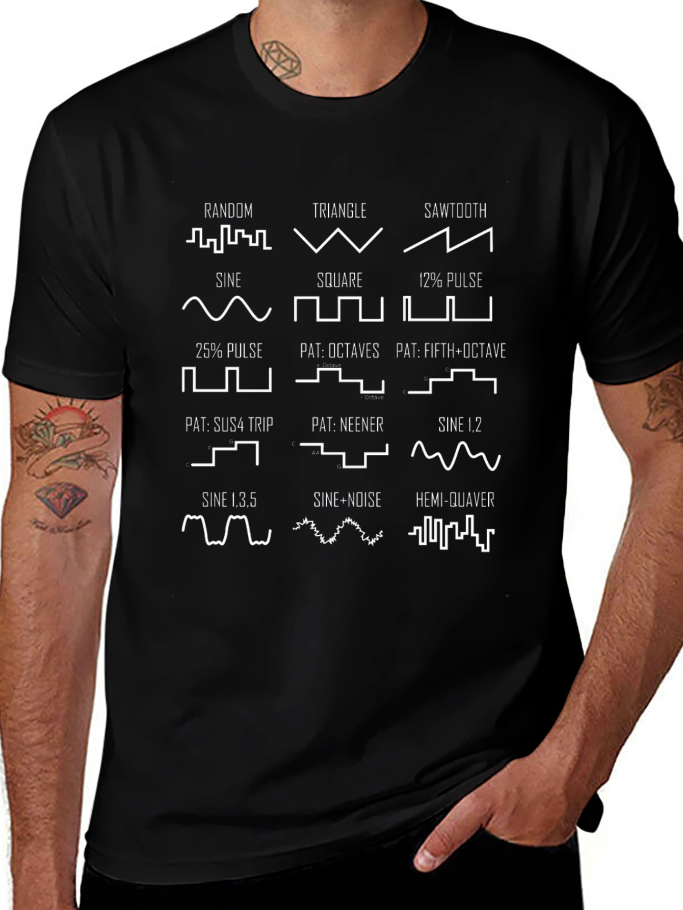 Synthesizer Waveform Graphic T-Shirt - Black