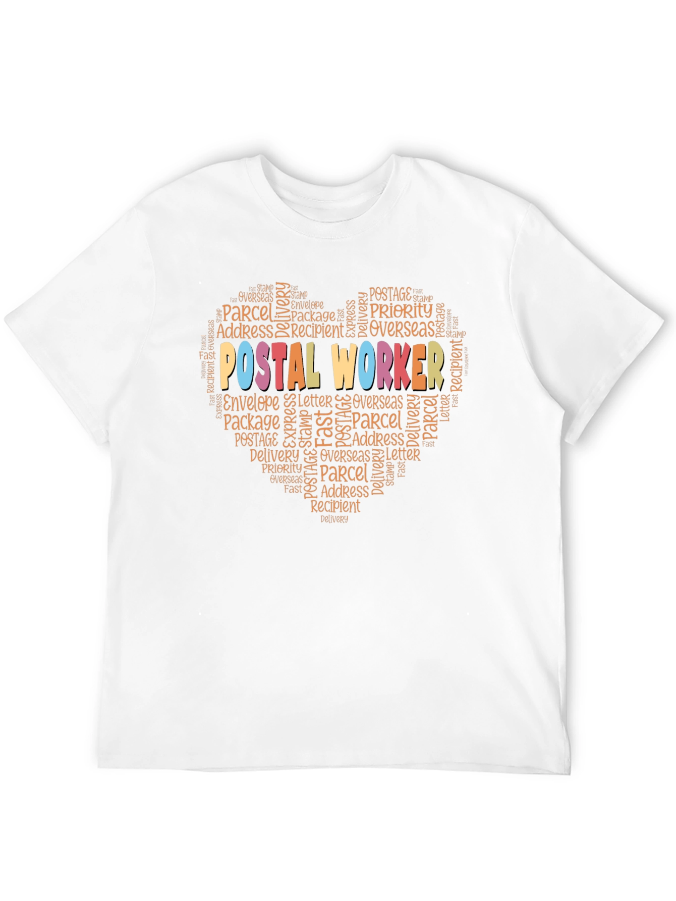Postal Worker Heart Word Art T-Shirt