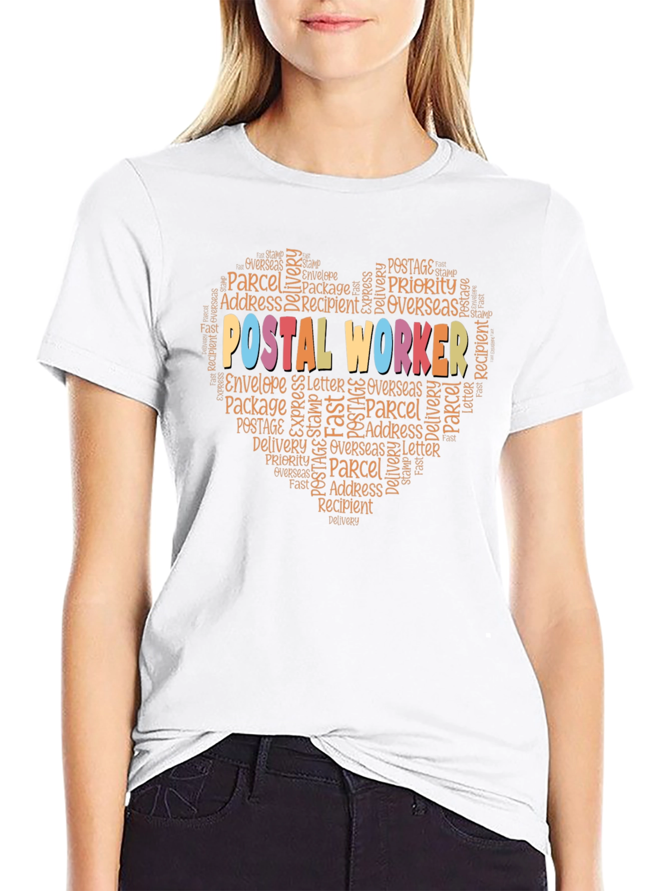 Postal Worker Heart Word Art T-Shirt