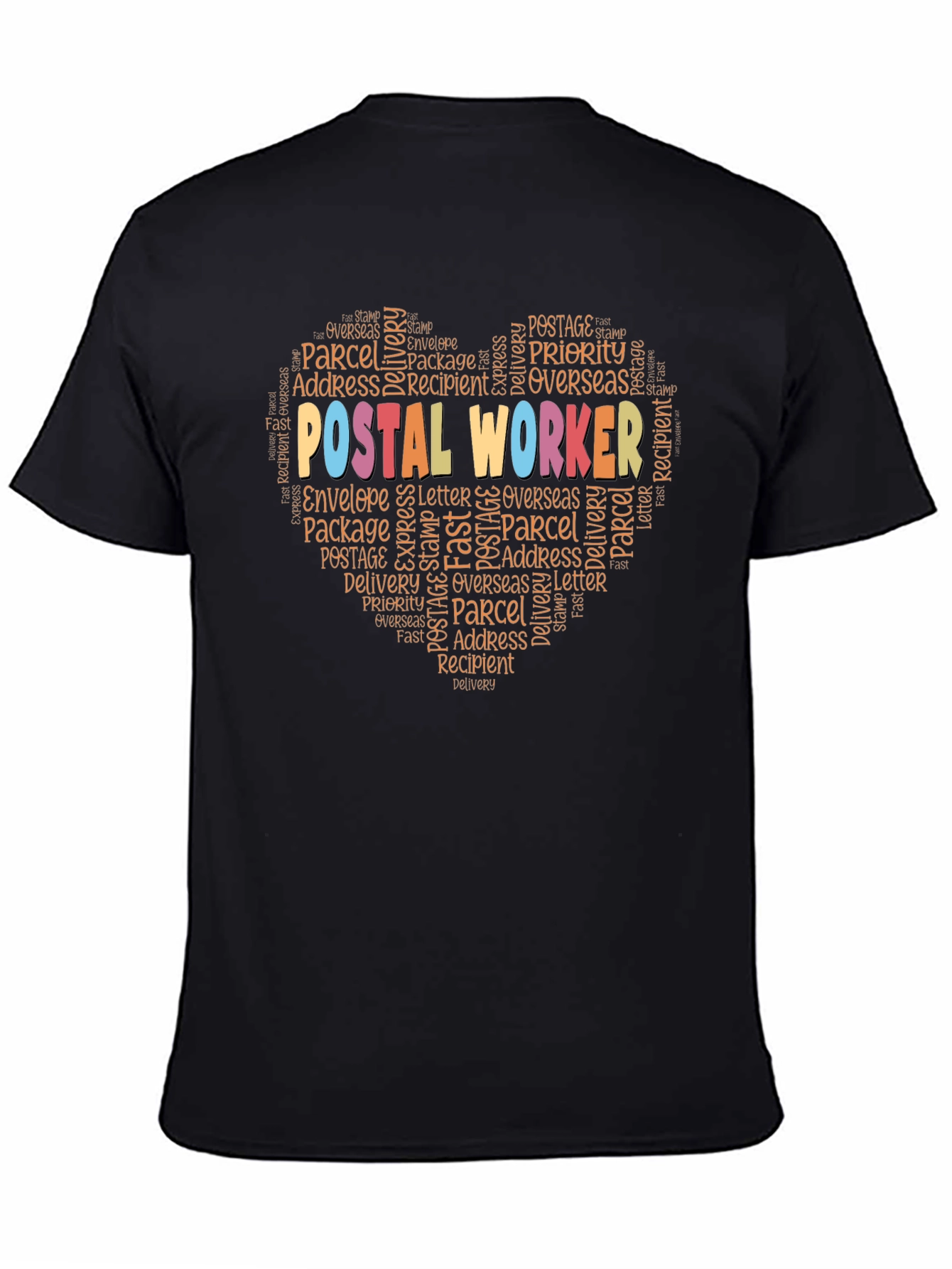 Postal Worker Heart Word Art T-Shirt