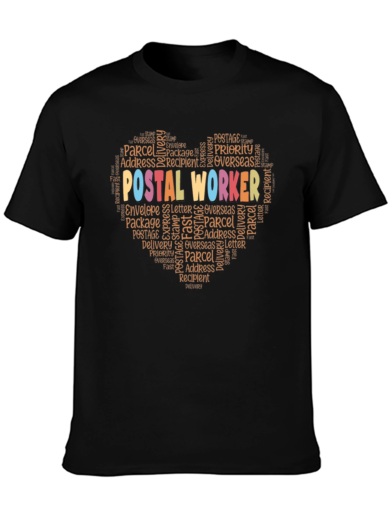 Postal Worker Heart Word Art T-Shirt