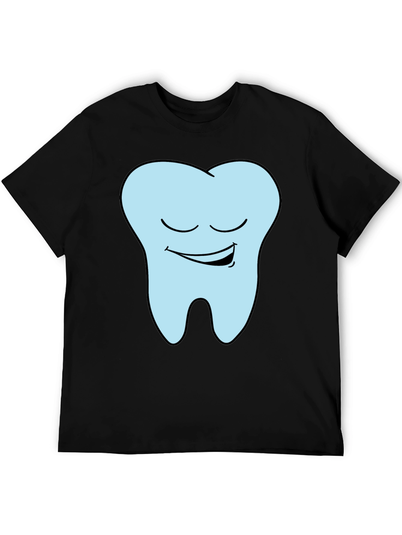 Funny Smiling Tooth Graphic T-Shirt - Black