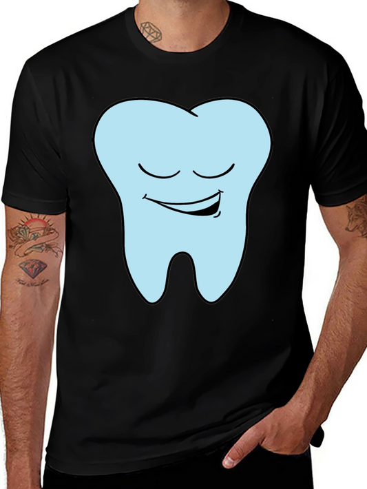 Funny Smiling Tooth Graphic T-Shirt - Black