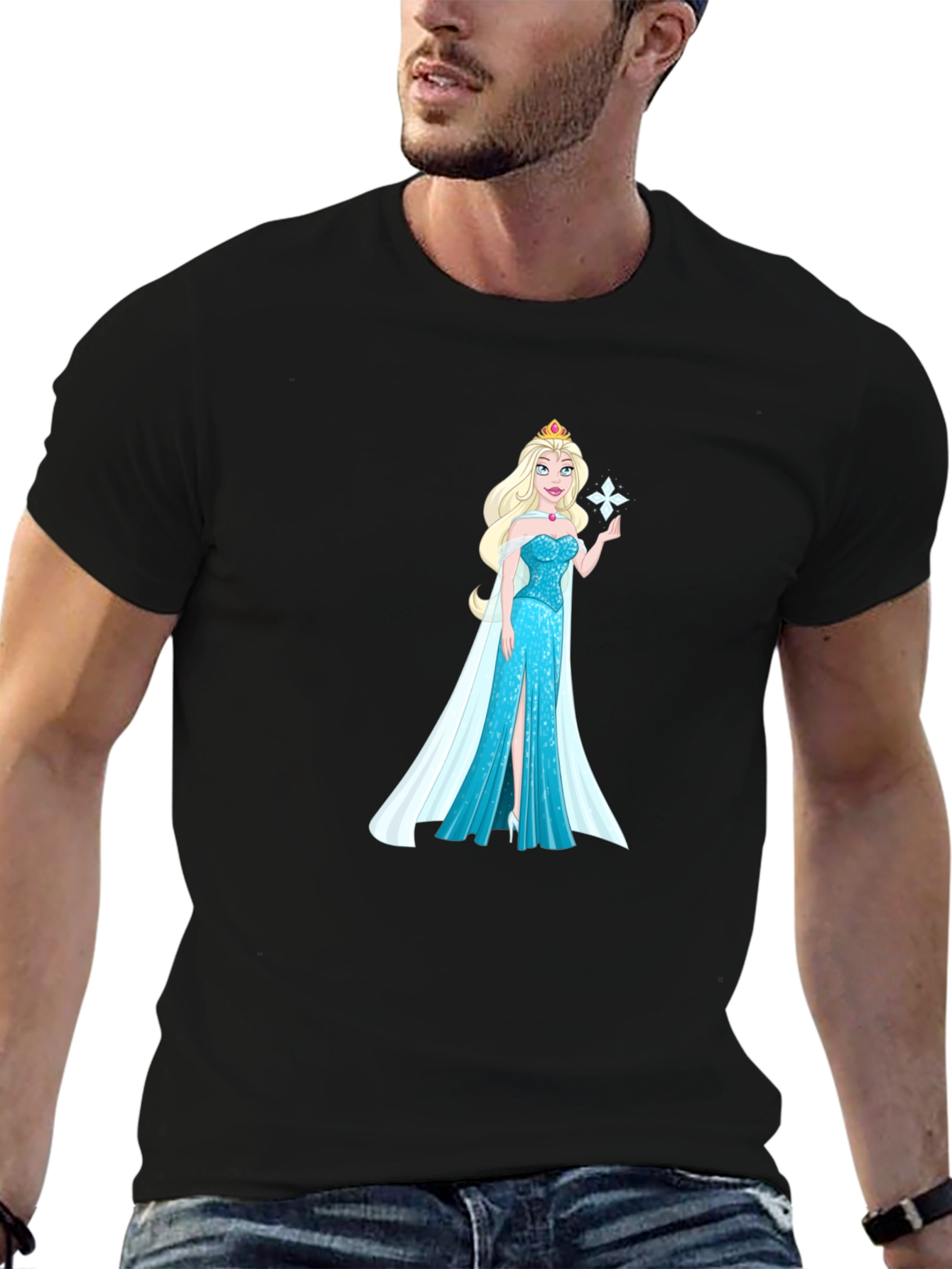 Elsa Graphic T-Shirt - Black Cotton Tee