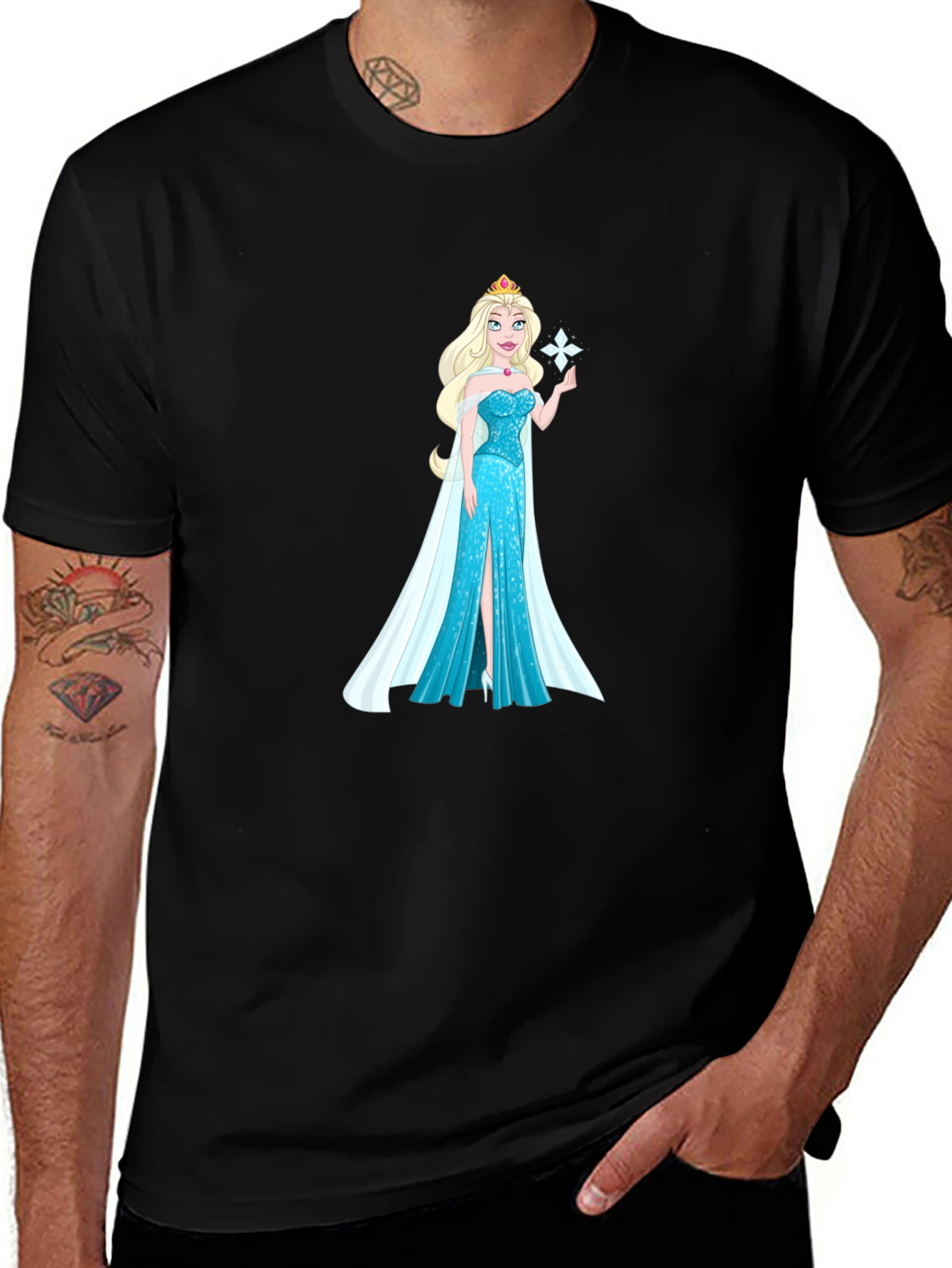 Elsa Graphic T-Shirt - Black Cotton Tee