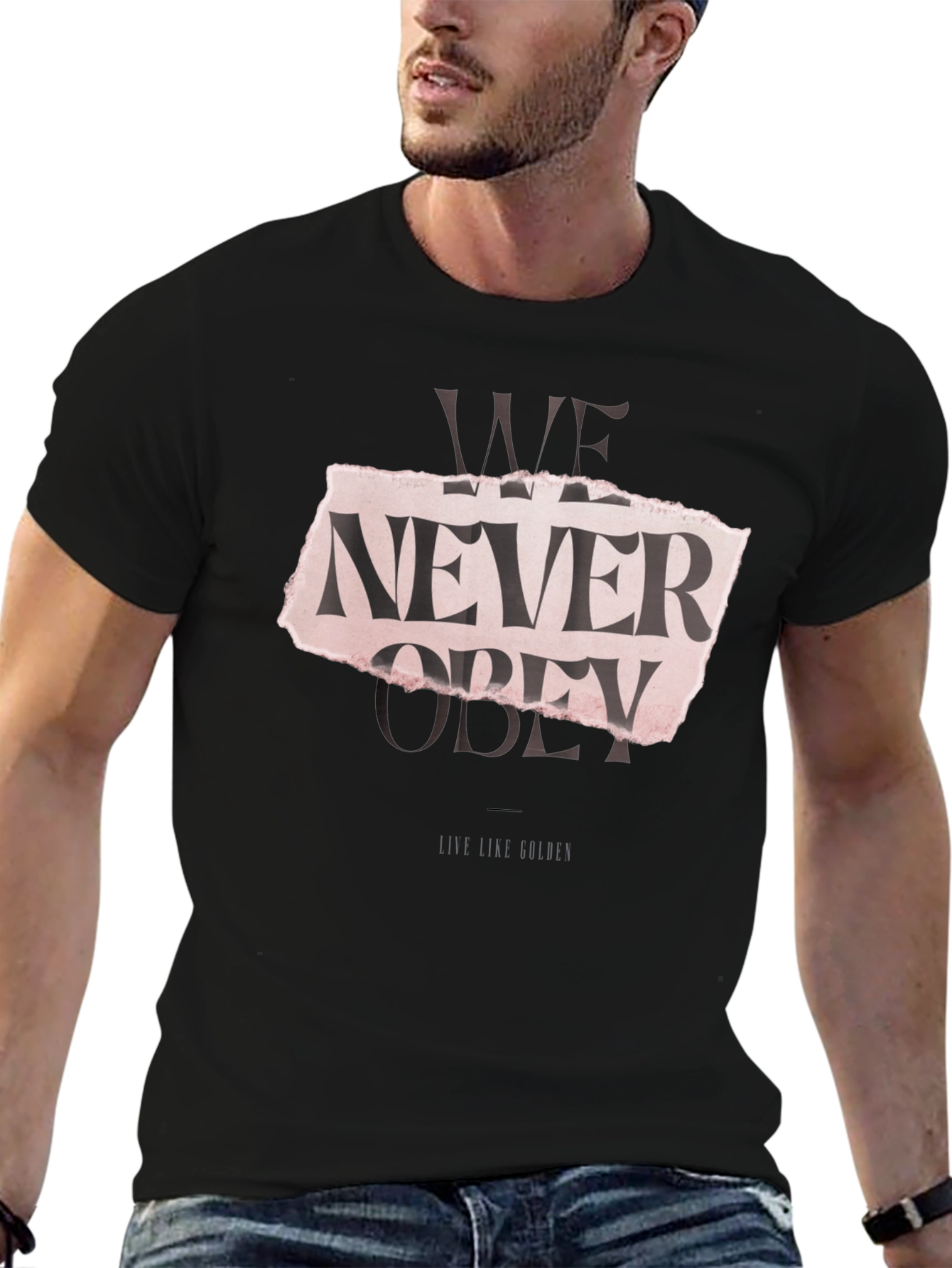 Edgy We Never Obey Graphic T-Shirt