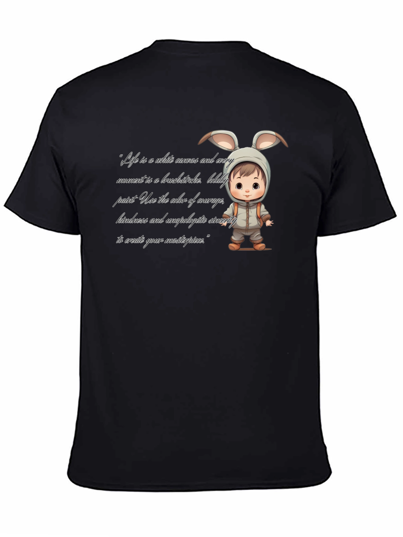 Cute Bunny Baby Art Black T-Shirt
