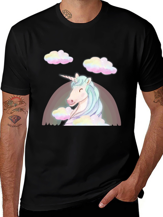 Unicorn Rainbow T-Shirt - Black Cotton Tee
