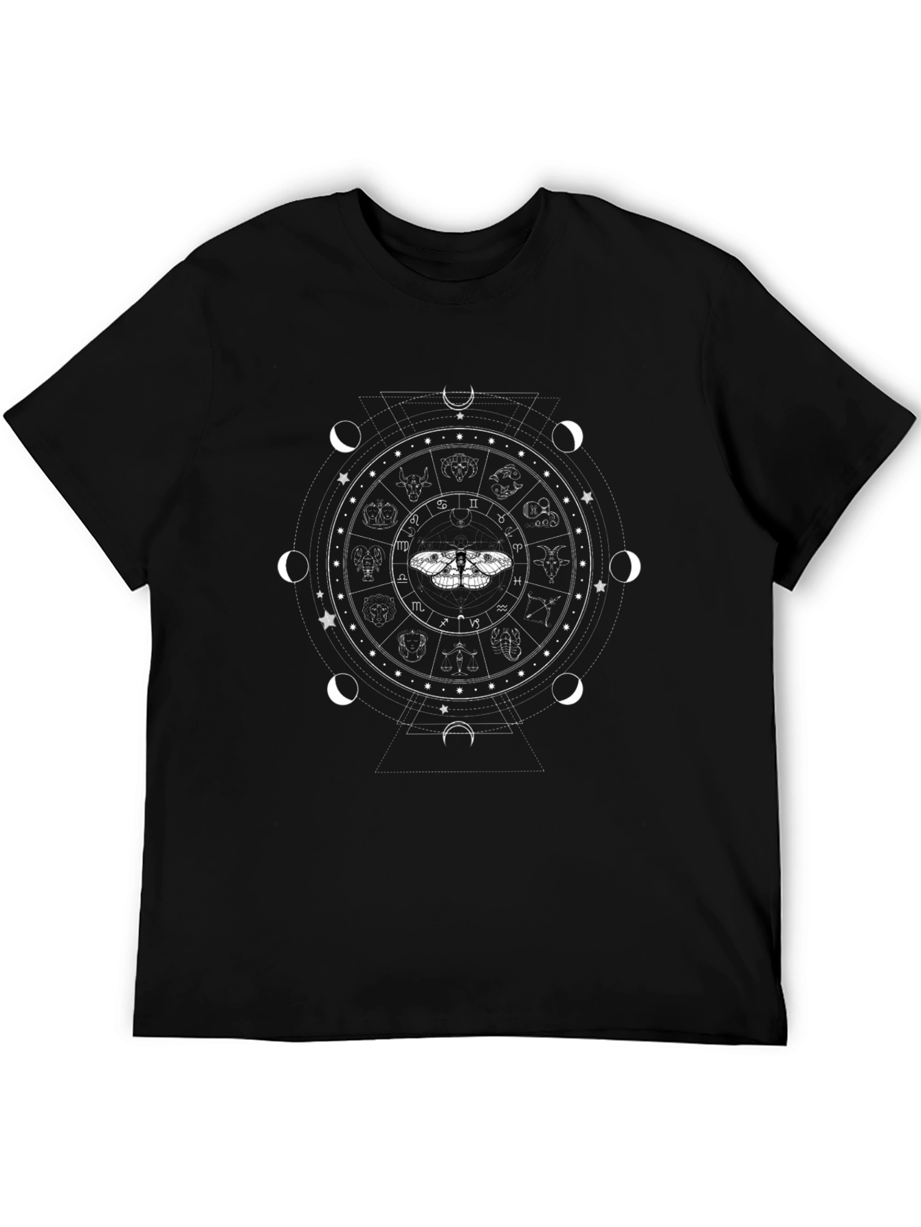 Celestial Zodiac Moth Graphic Tee - Black