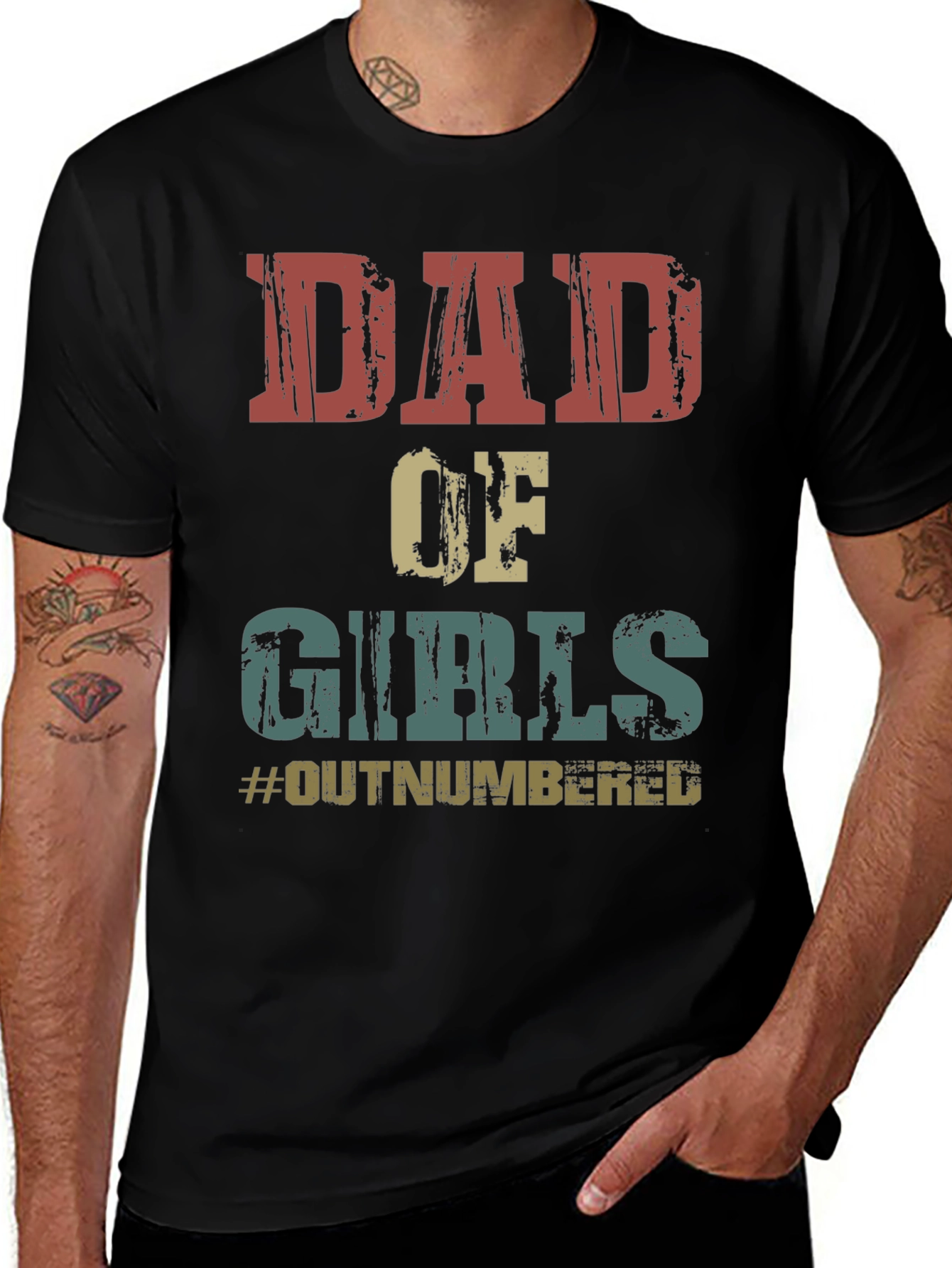 Dad of Girls Graphic Tee - #Outnumbered T-Shirt