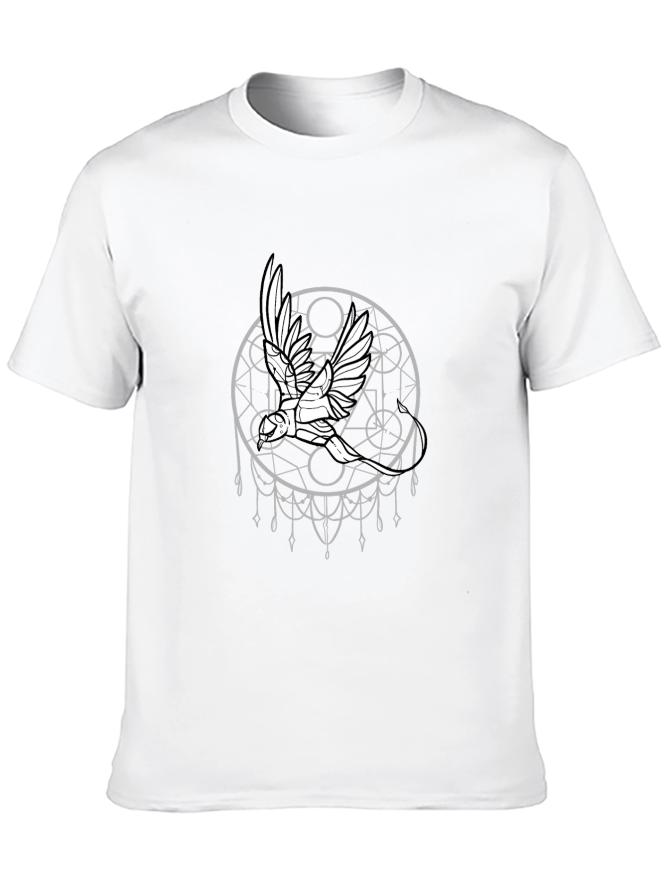 Geometric Bird Graphic Black T-Shirt