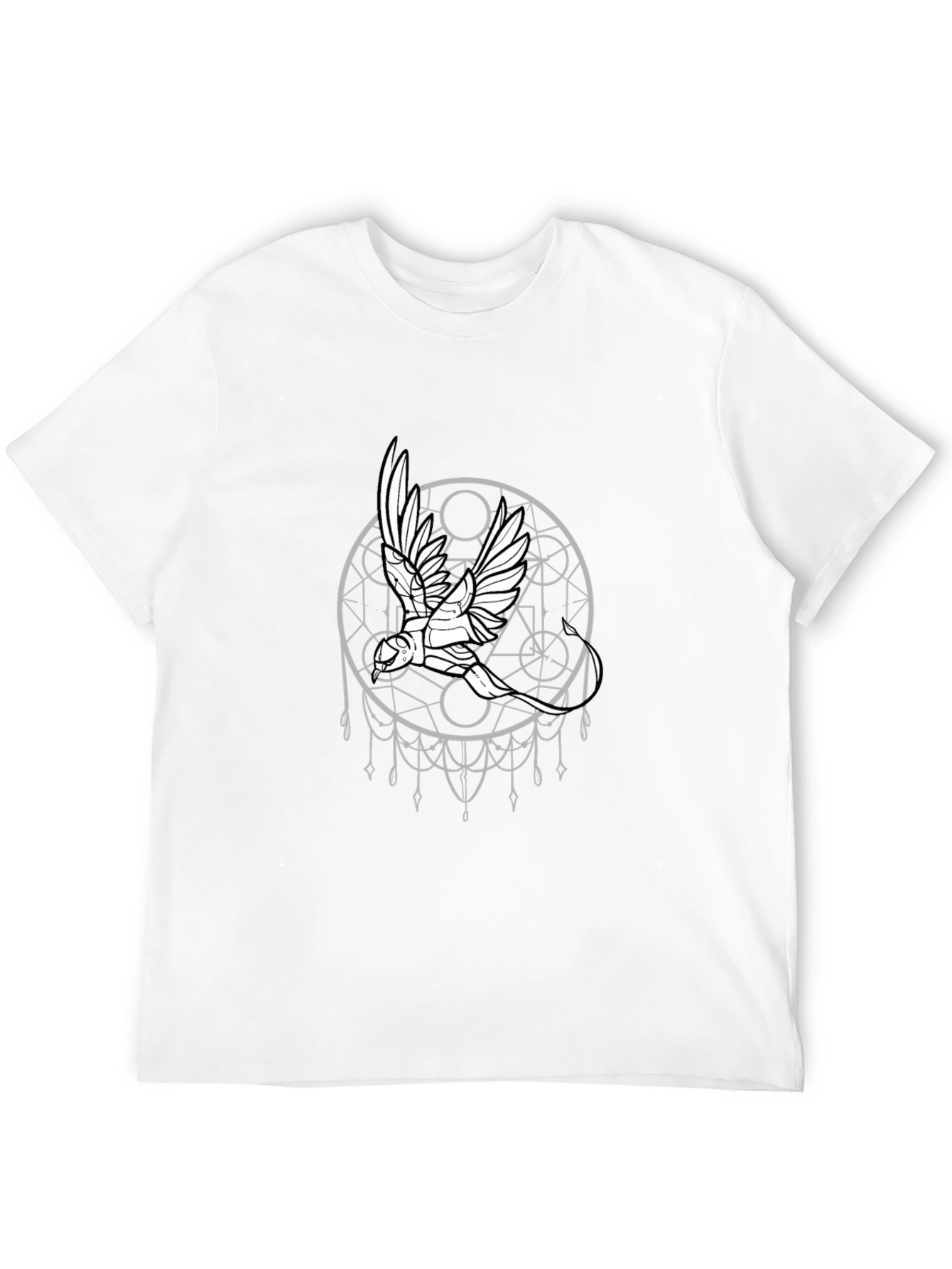 Geometric Bird Graphic Black T-Shirt