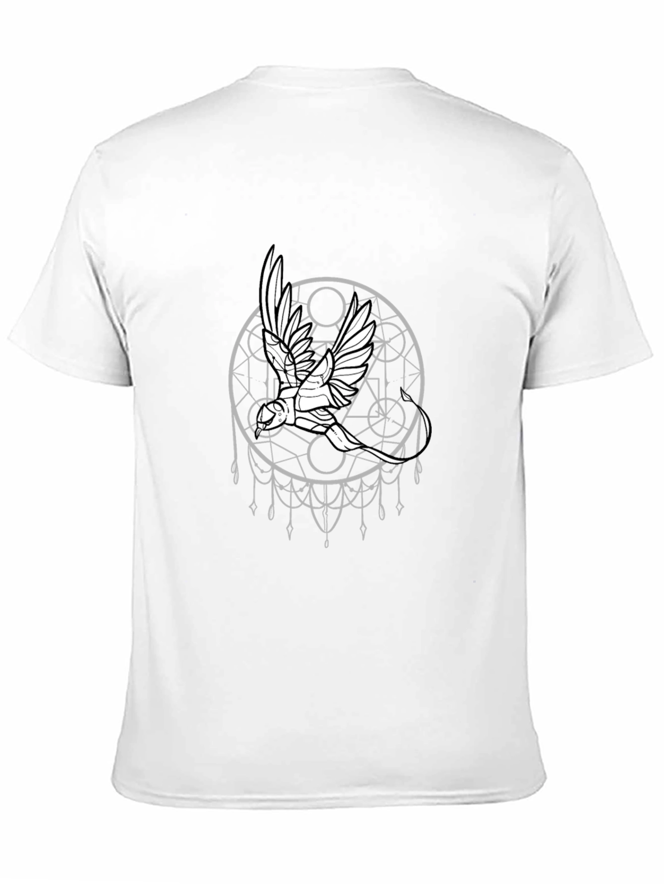 Geometric Bird Graphic Black T-Shirt