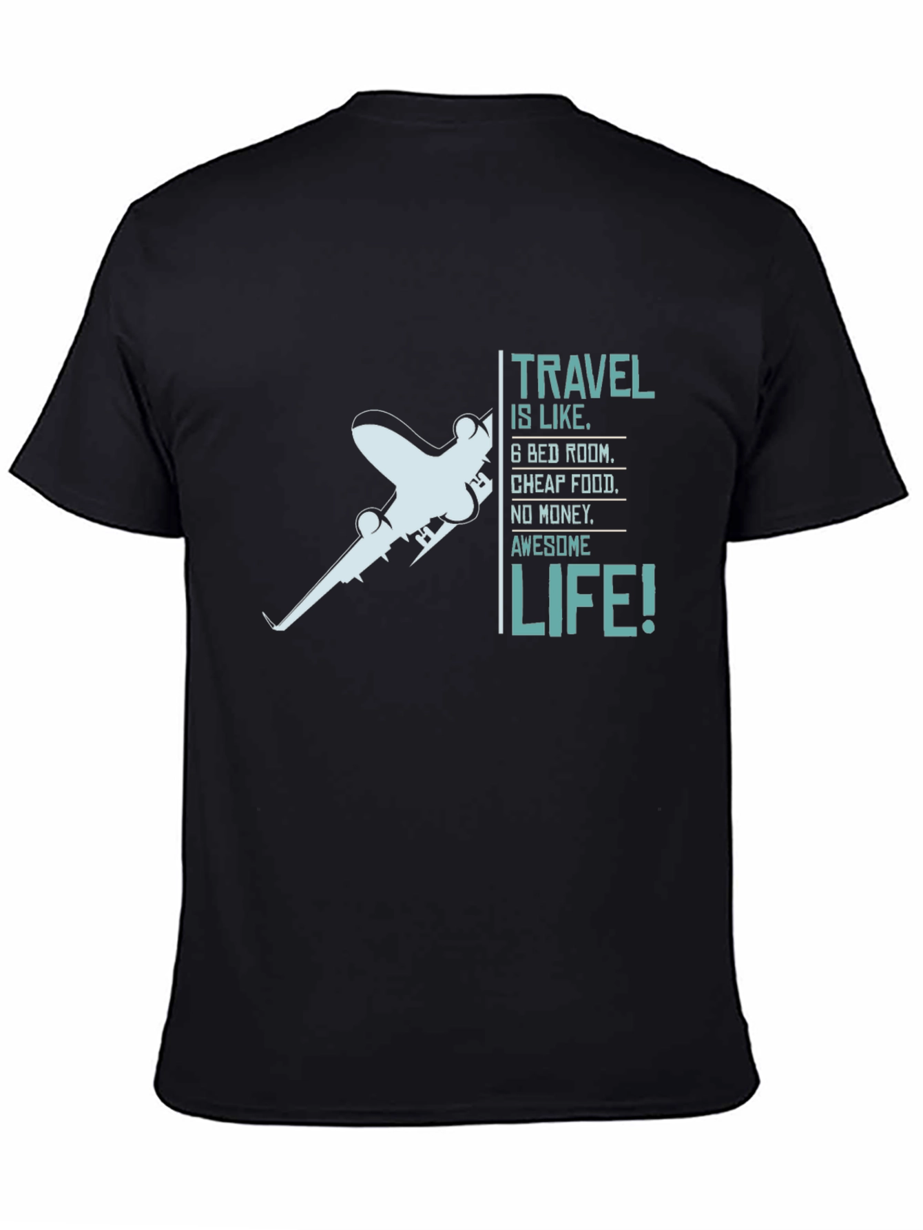 Travel is Life Graphic Tee - Black Crewneck