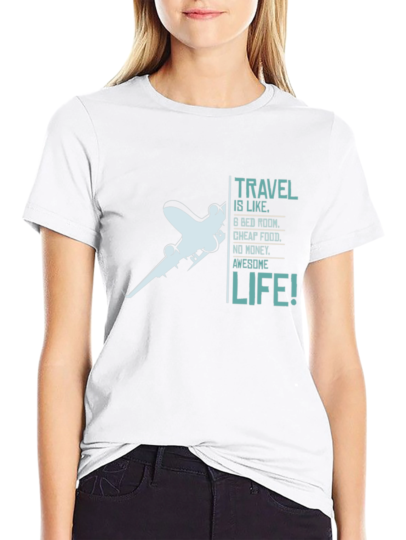 Travel is Life Graphic Tee - Black Crewneck