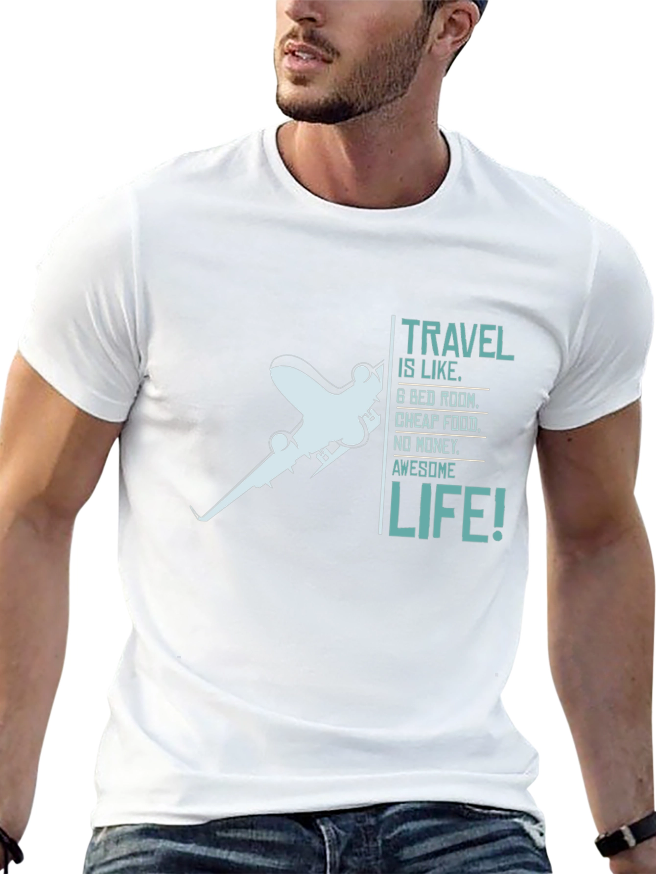 Travel is Life Graphic Tee - Black Crewneck