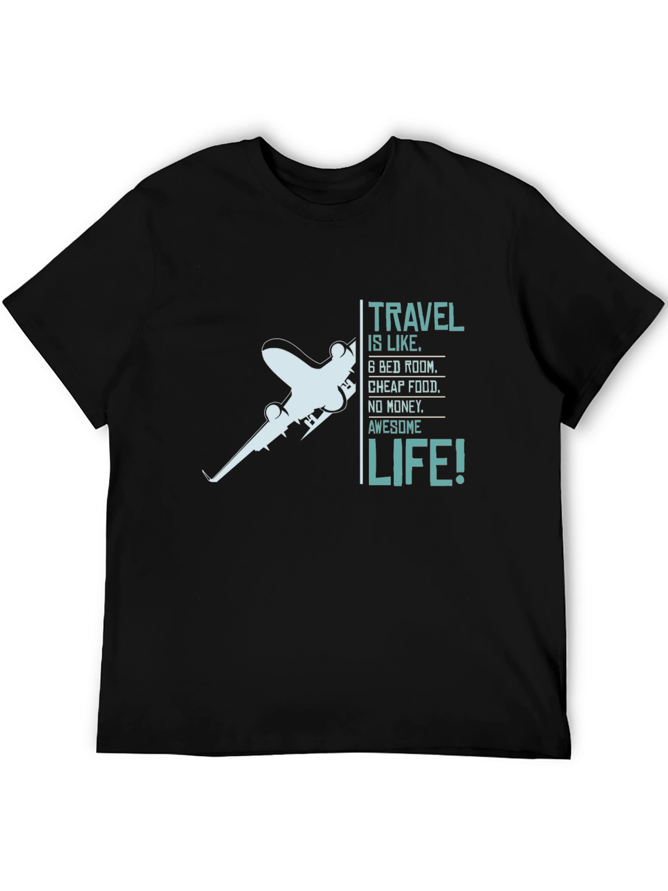 Travel is Life Graphic Tee - Black Crewneck