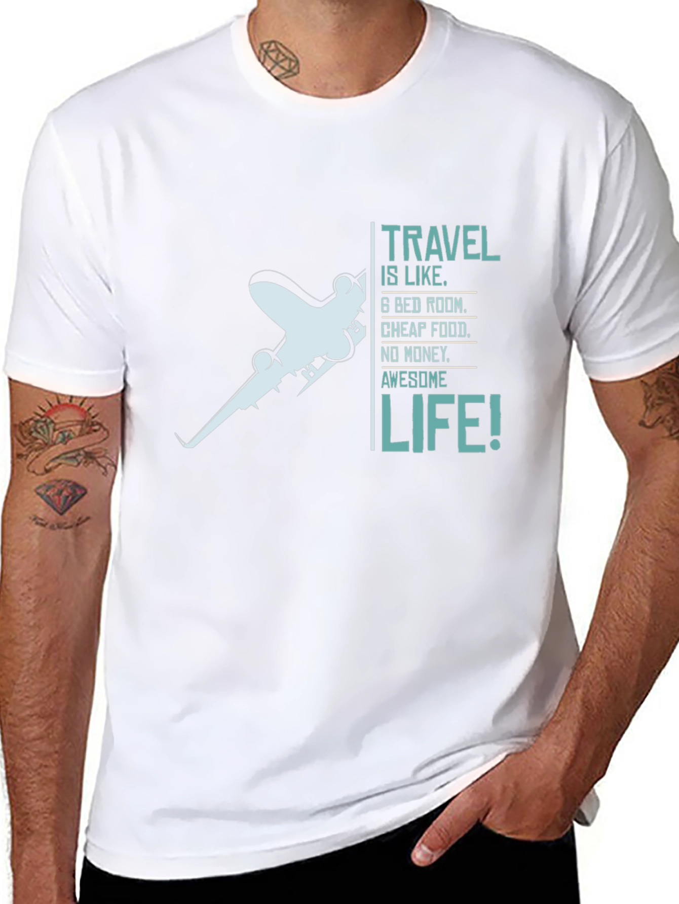Travel is Life Graphic Tee - Black Crewneck