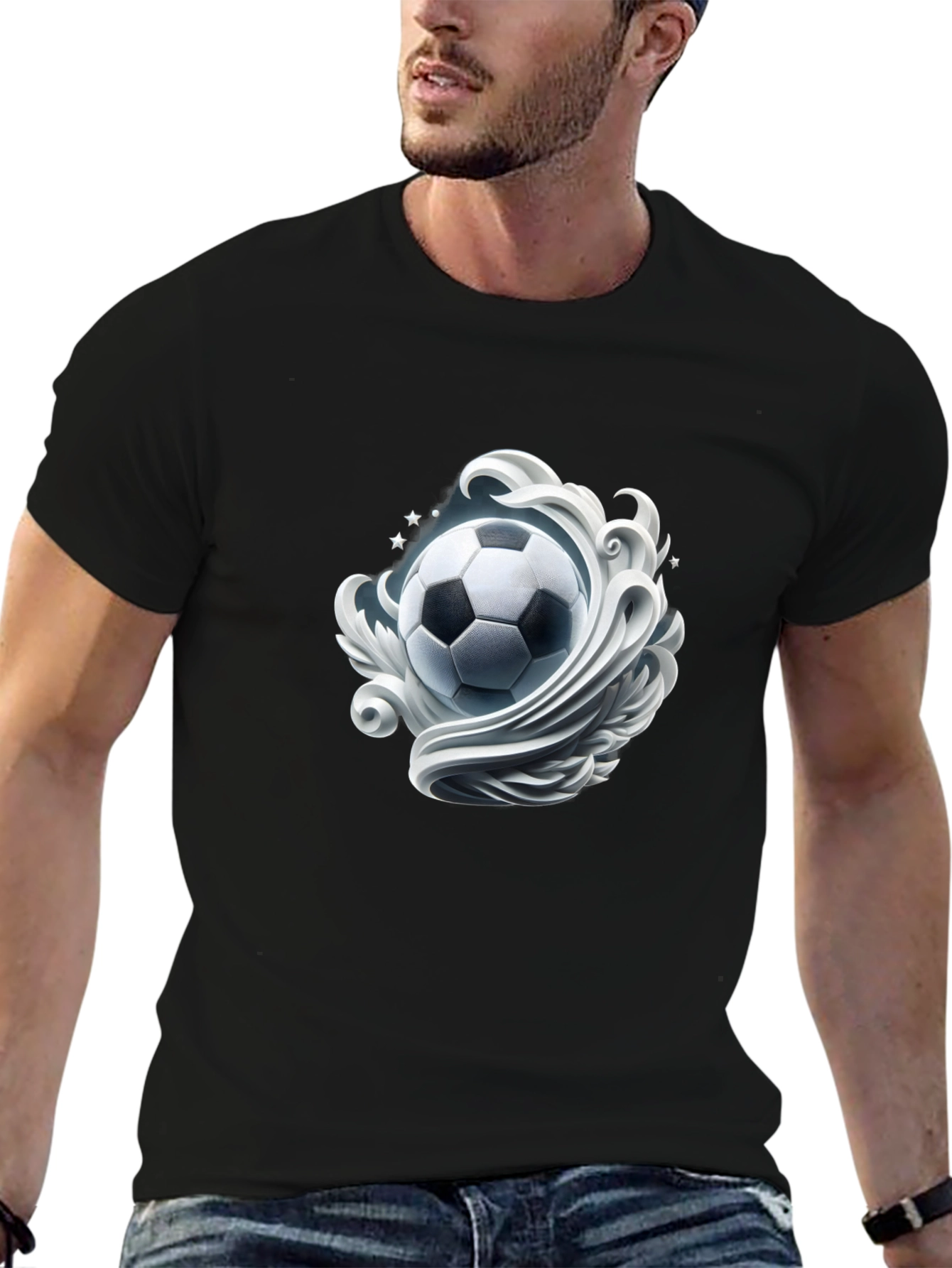 Soccer Swirl Black T-Shirt