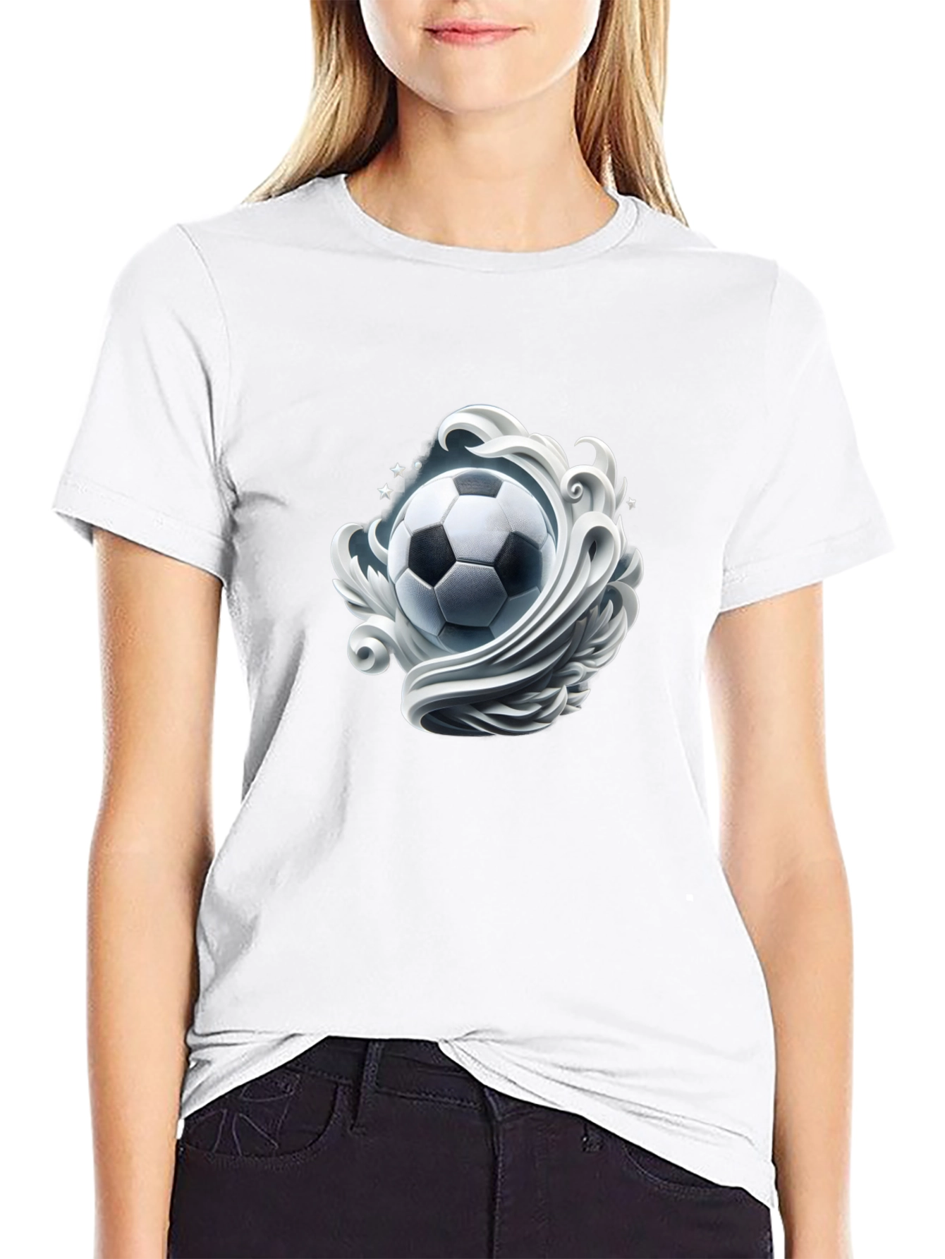 Soccer Swirl Black T-Shirt