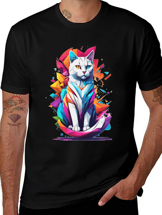 Rainbow Cat Graphic Tee - Unique Colorful Design