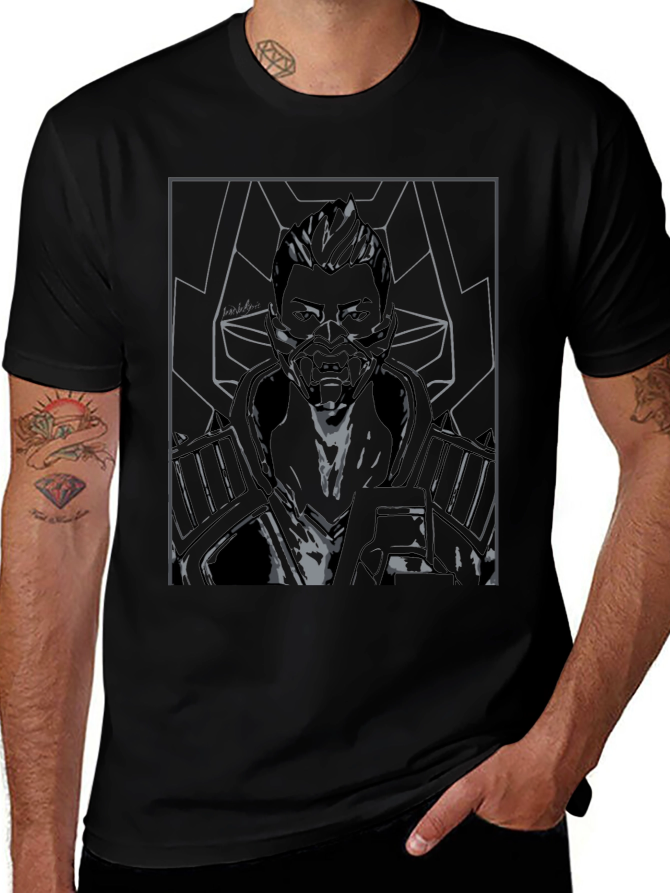 Cyberpunk Graphic Tee - Black Cotton Blend